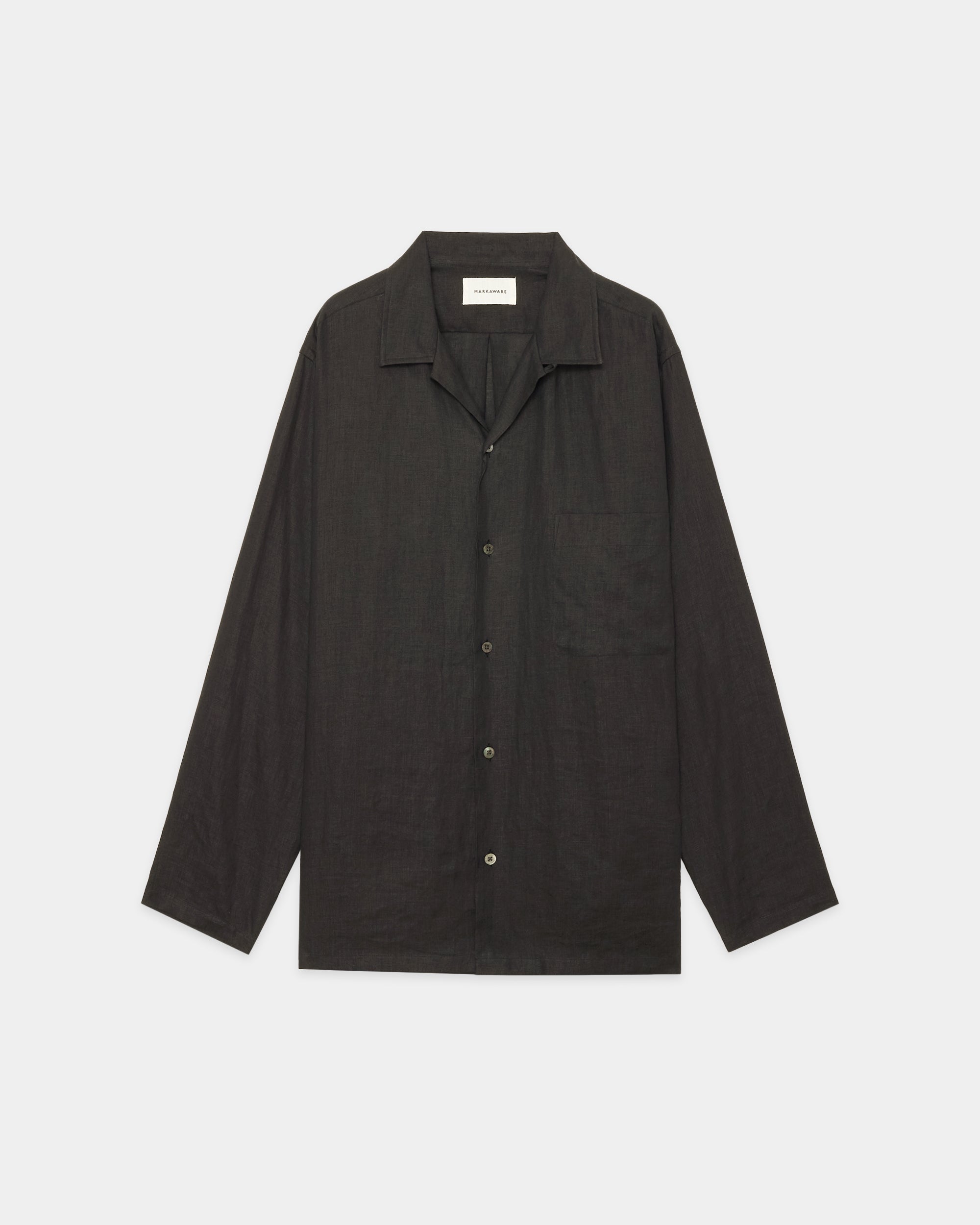 【PARKING別注】ヘンプ細布 / コンフォートフィットオープンカラーシャツ, Charcoal