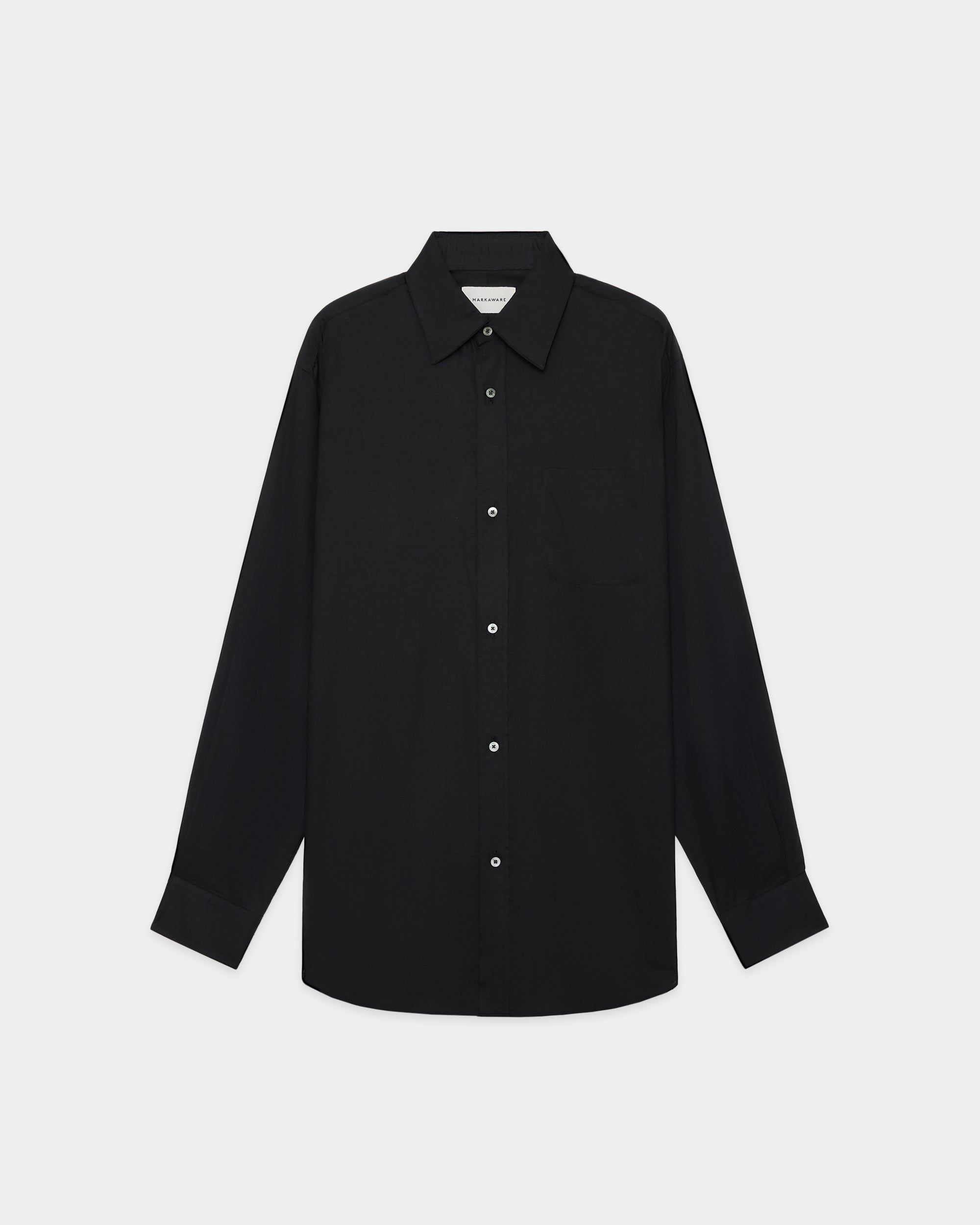 オーガニックGIZA90/1ローン / レギュラーフィットドレスシャツ, Black