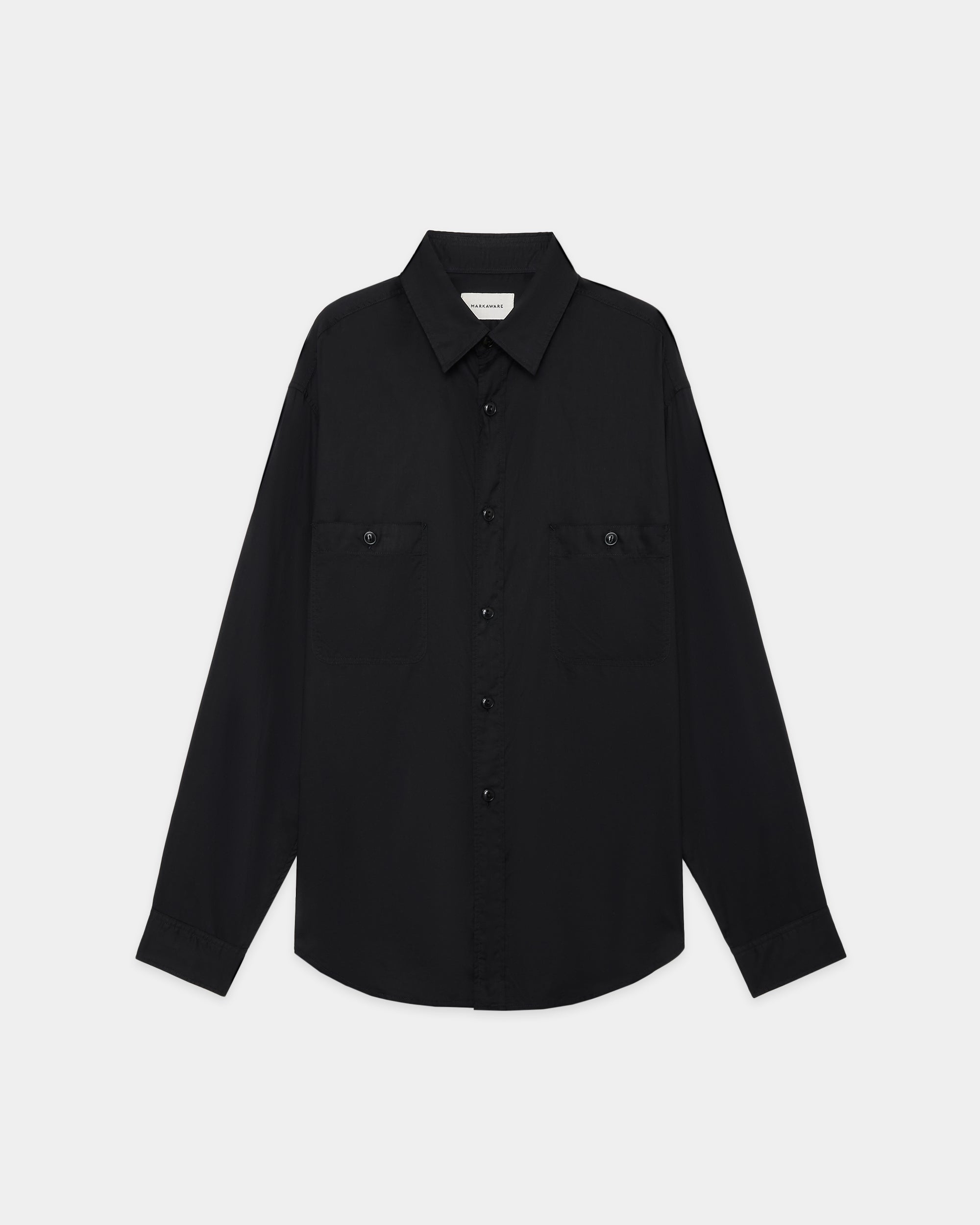オーガニックGIZA90/1ローン / ツーポケットワークシャツ, Black