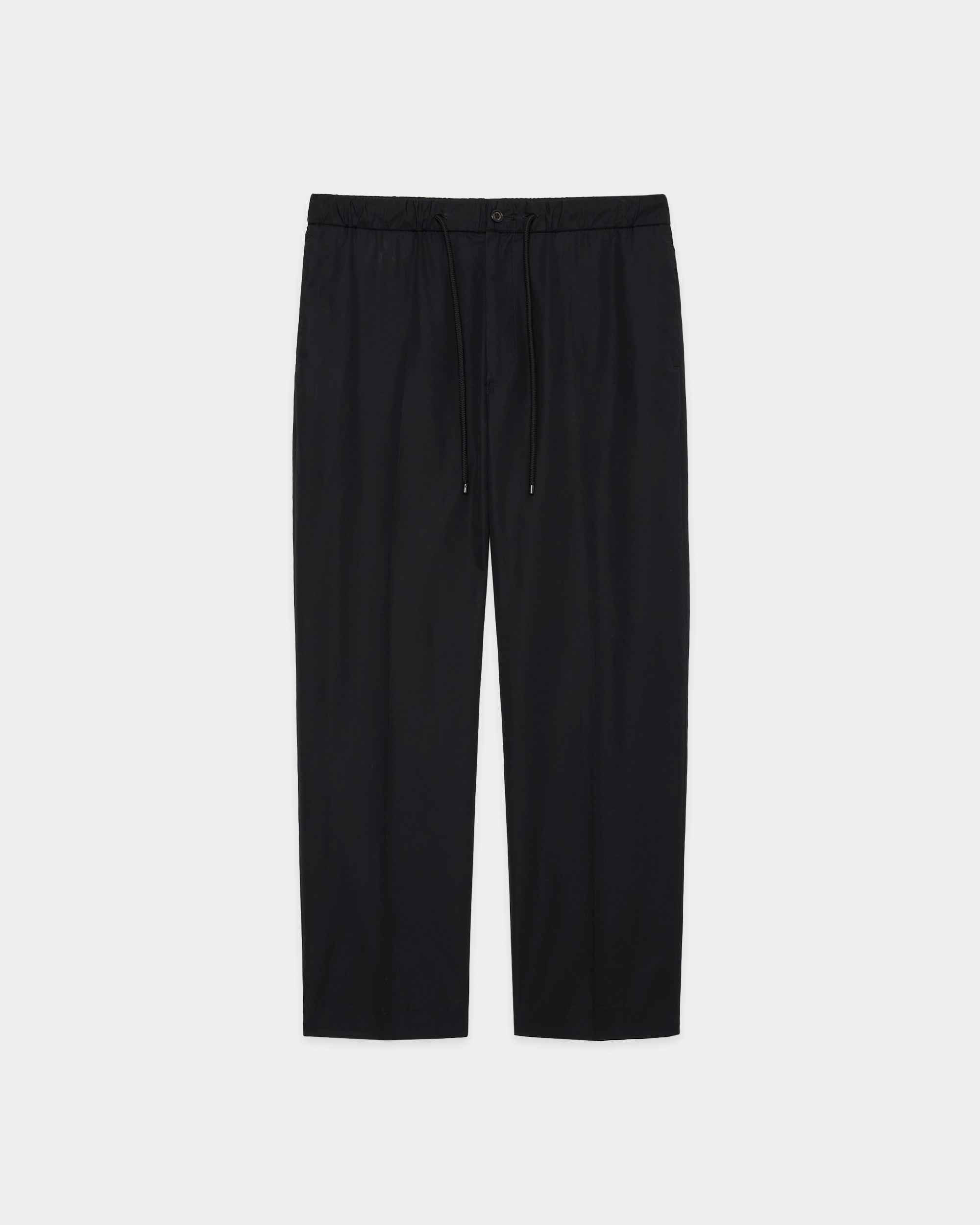 120/2オールウェザークロス	/ フラットテーパードイージートラウザーズ, Black