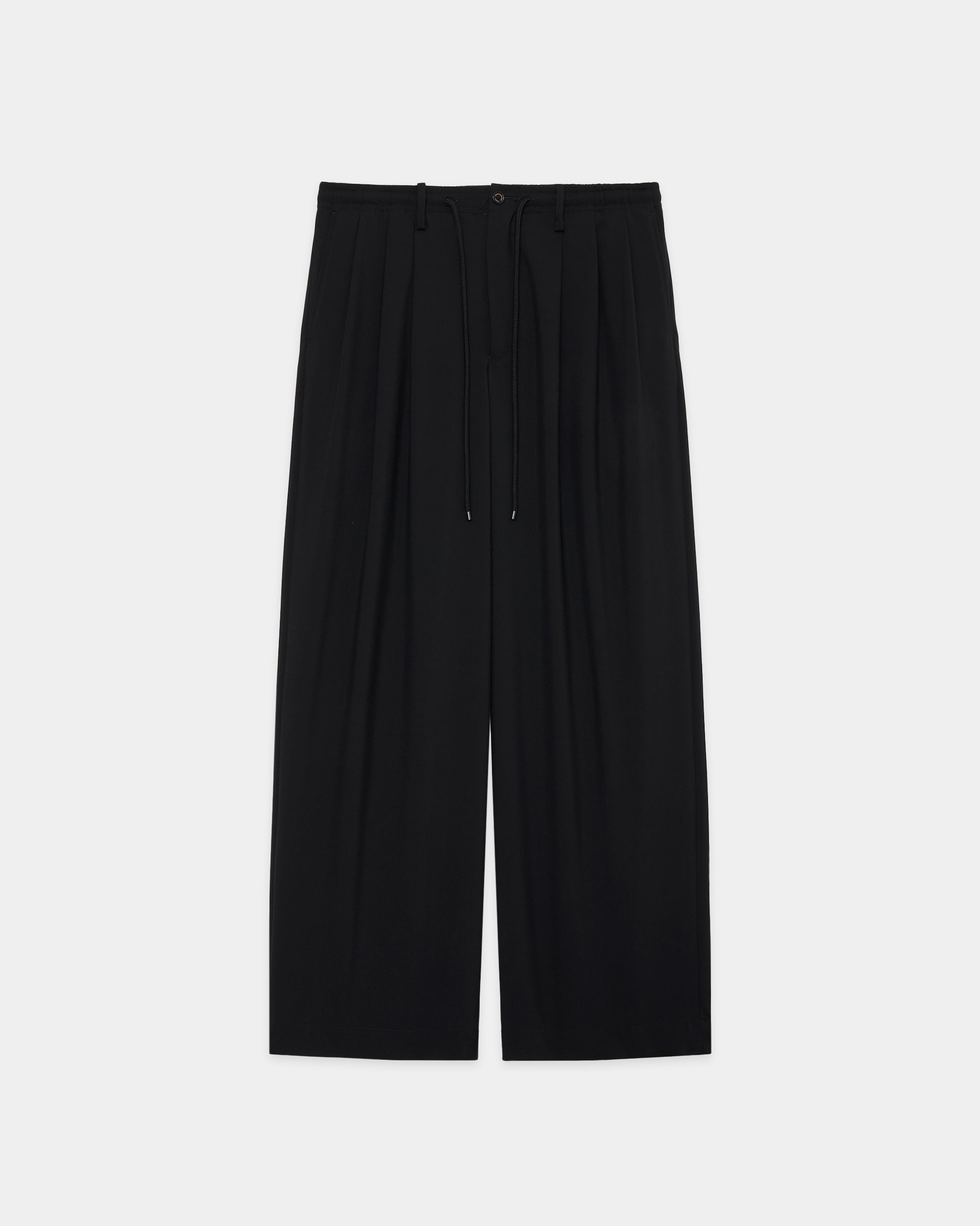 オーガニックウール2/80トロピカル / トリプルプリーテッドイージートラウザーズ, Black