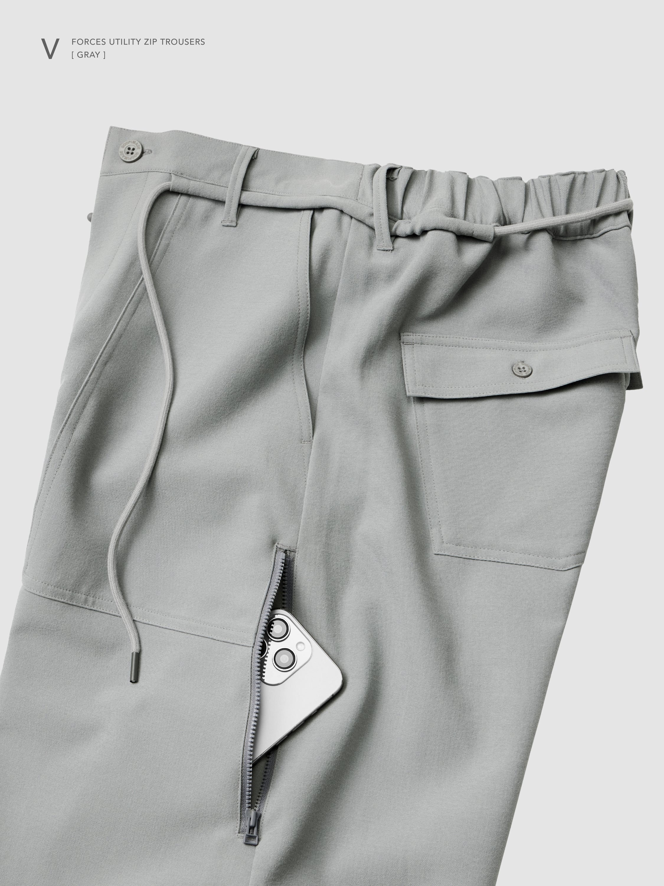 【GOOPiMADE x marka】 V / Forces Utility Zip Trousers, Gray