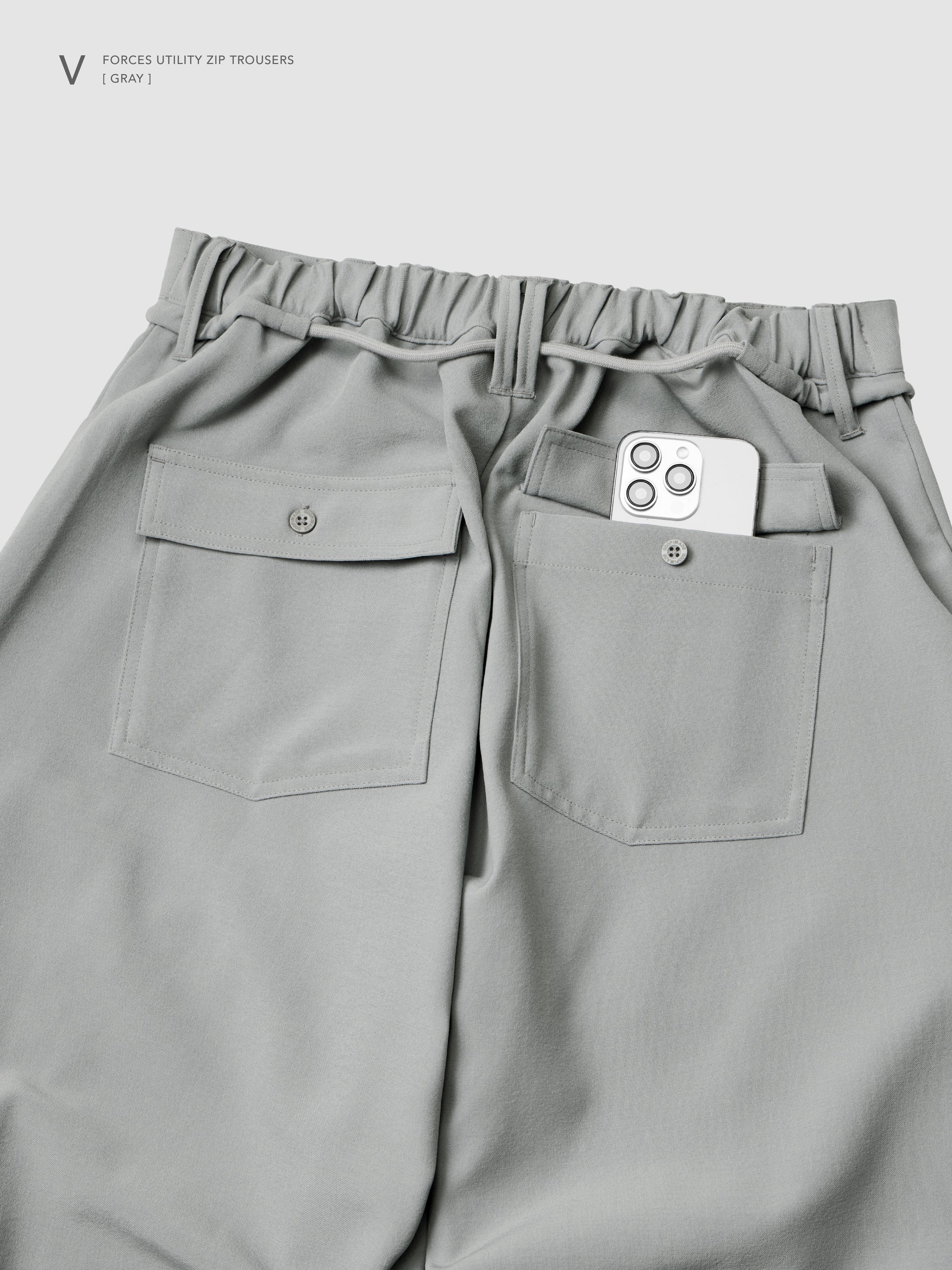 【GOOPiMADE x marka】 V / Forces Utility Zip Trousers, Gray