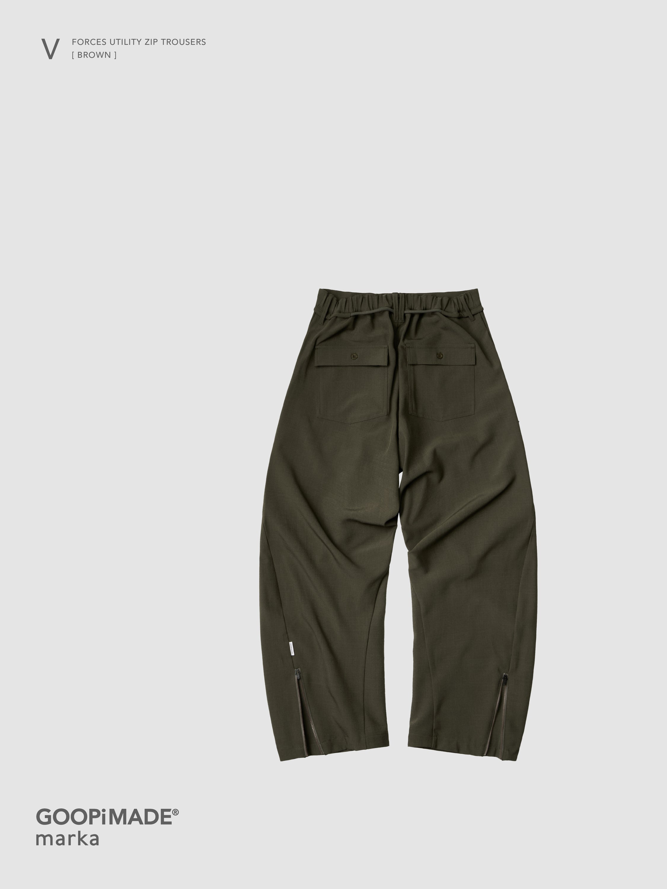 【GOOPiMADE x marka】 V / Forces Utility Zip Trousers, Brown