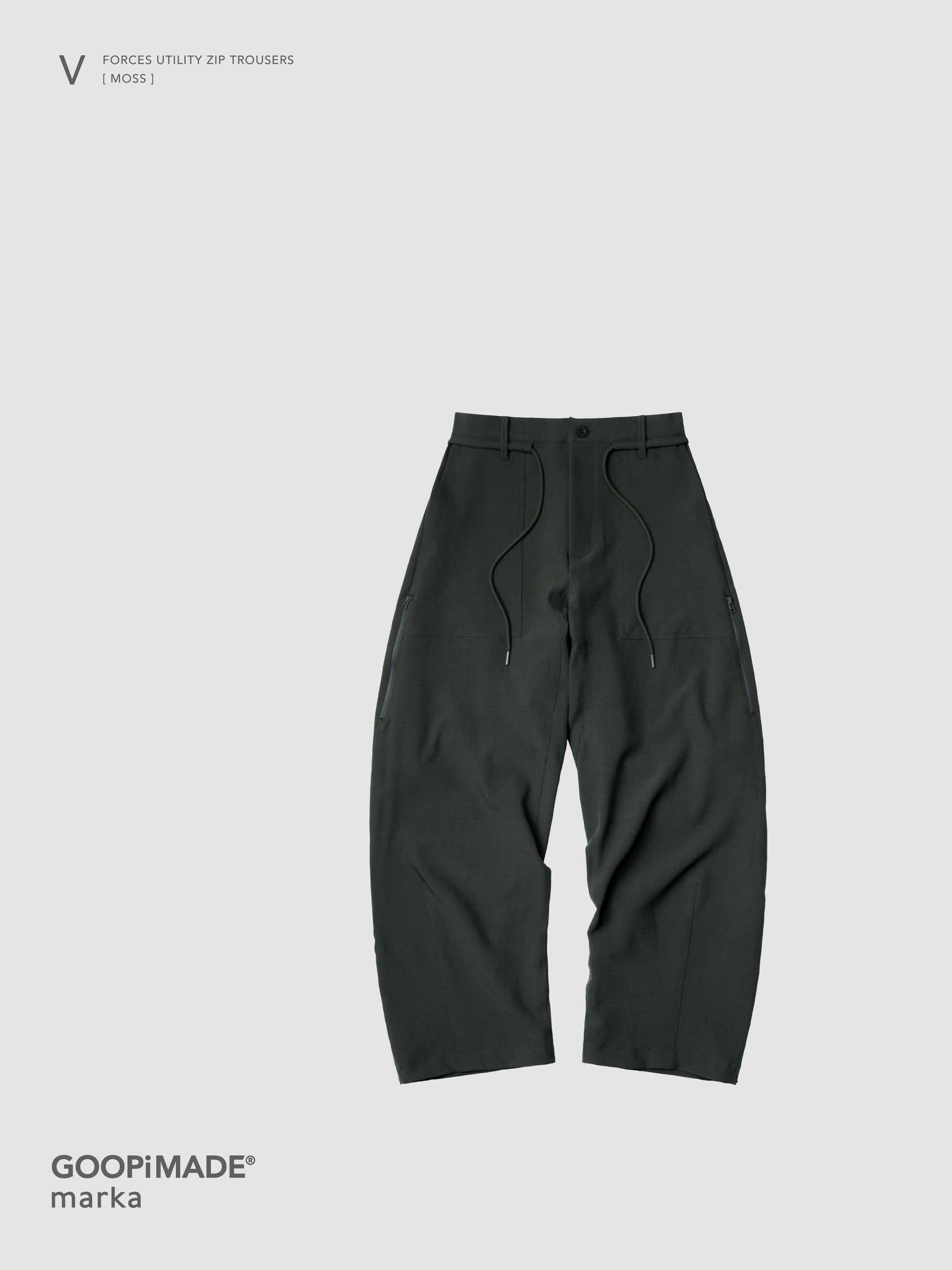 【GOOPiMADE x marka】 V / Forces Utility Zip Trousers, Moss
