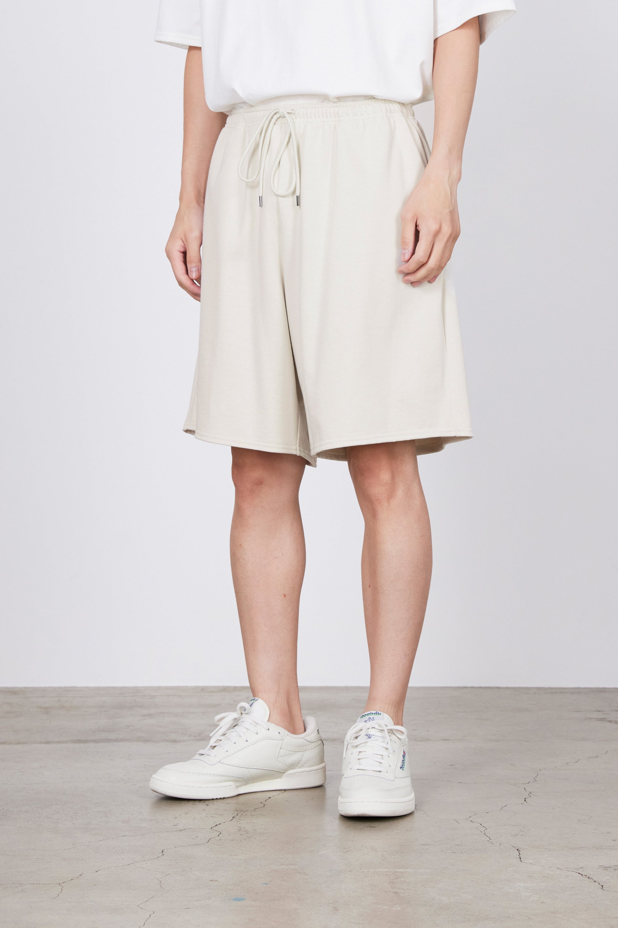 リサイクルスビンオーガニックコットン度詰め天竺 / イージーショーツ, Off White