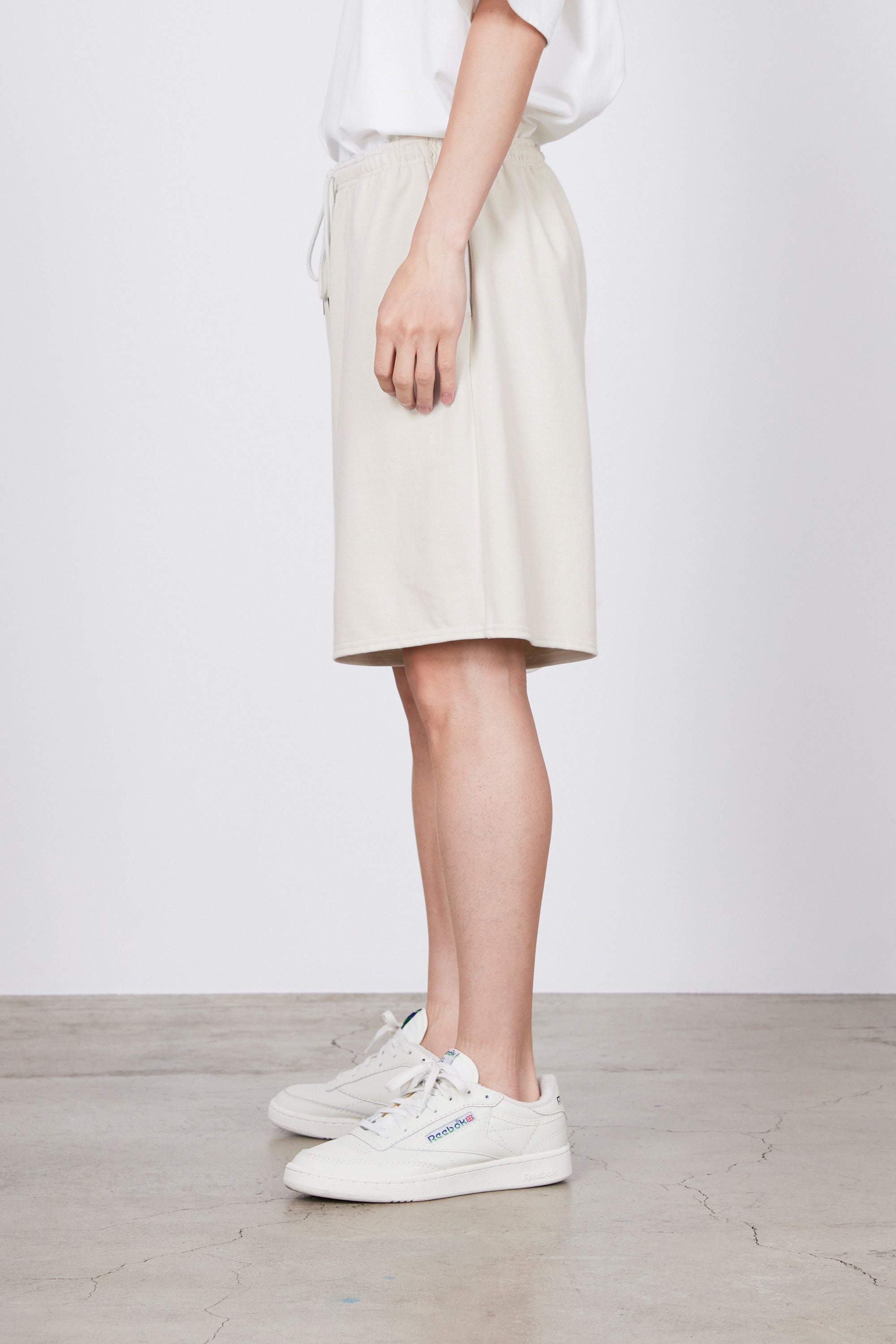 リサイクルスビンオーガニックコットン度詰め天竺 / イージーショーツ, Off White