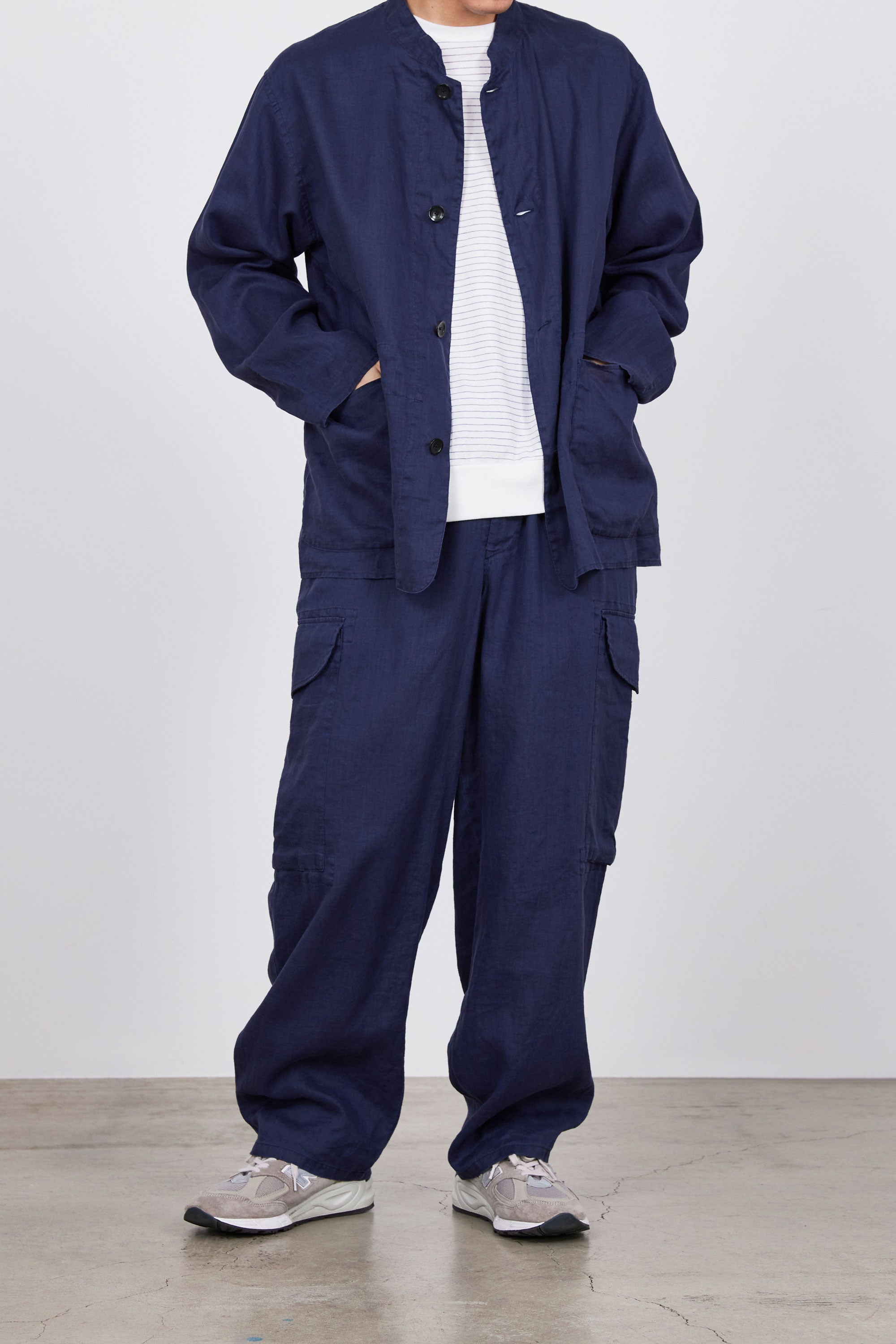 リネンポプリン / ワークジャケット, Faded Navy