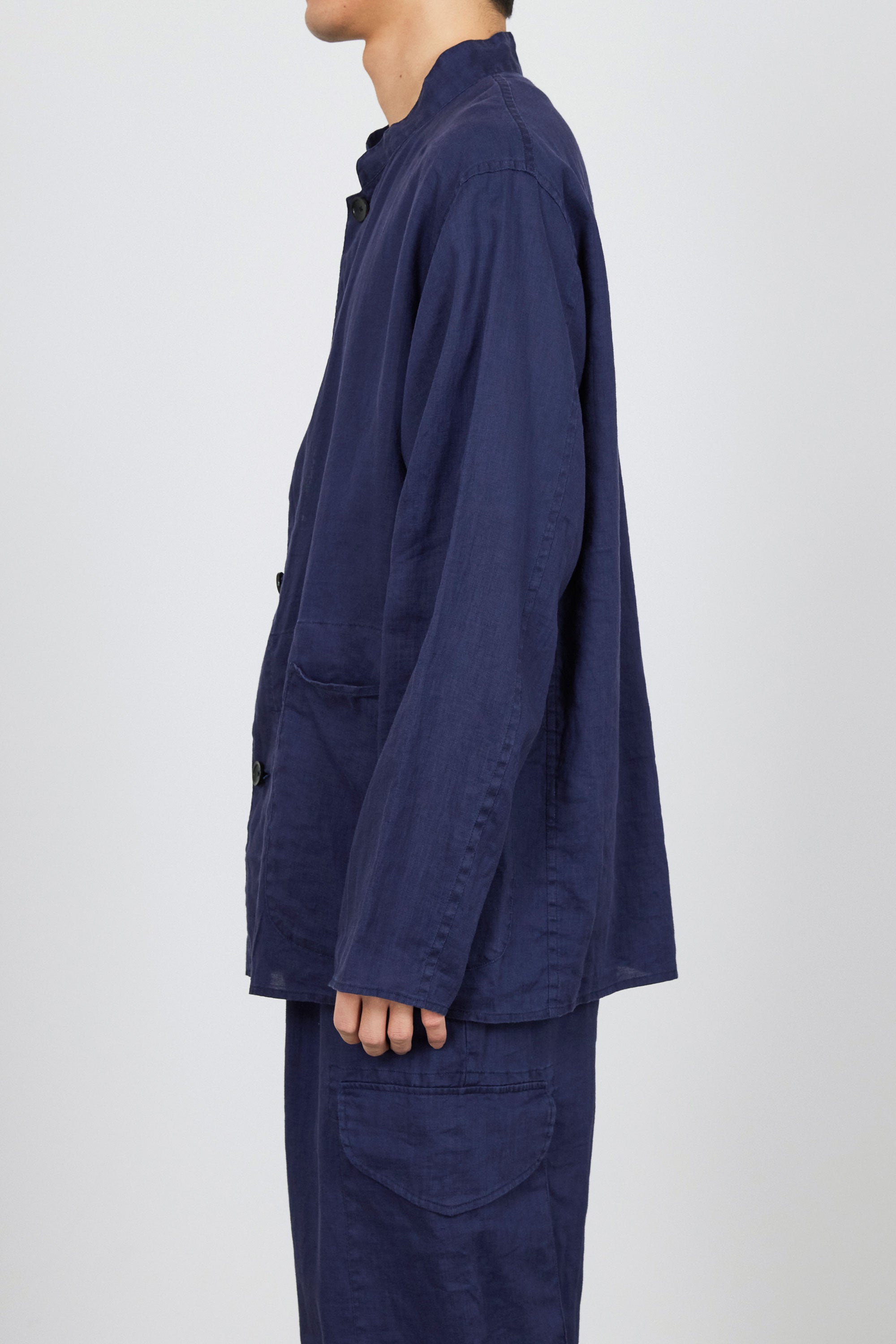リネンポプリン / ワークジャケット, Faded Navy