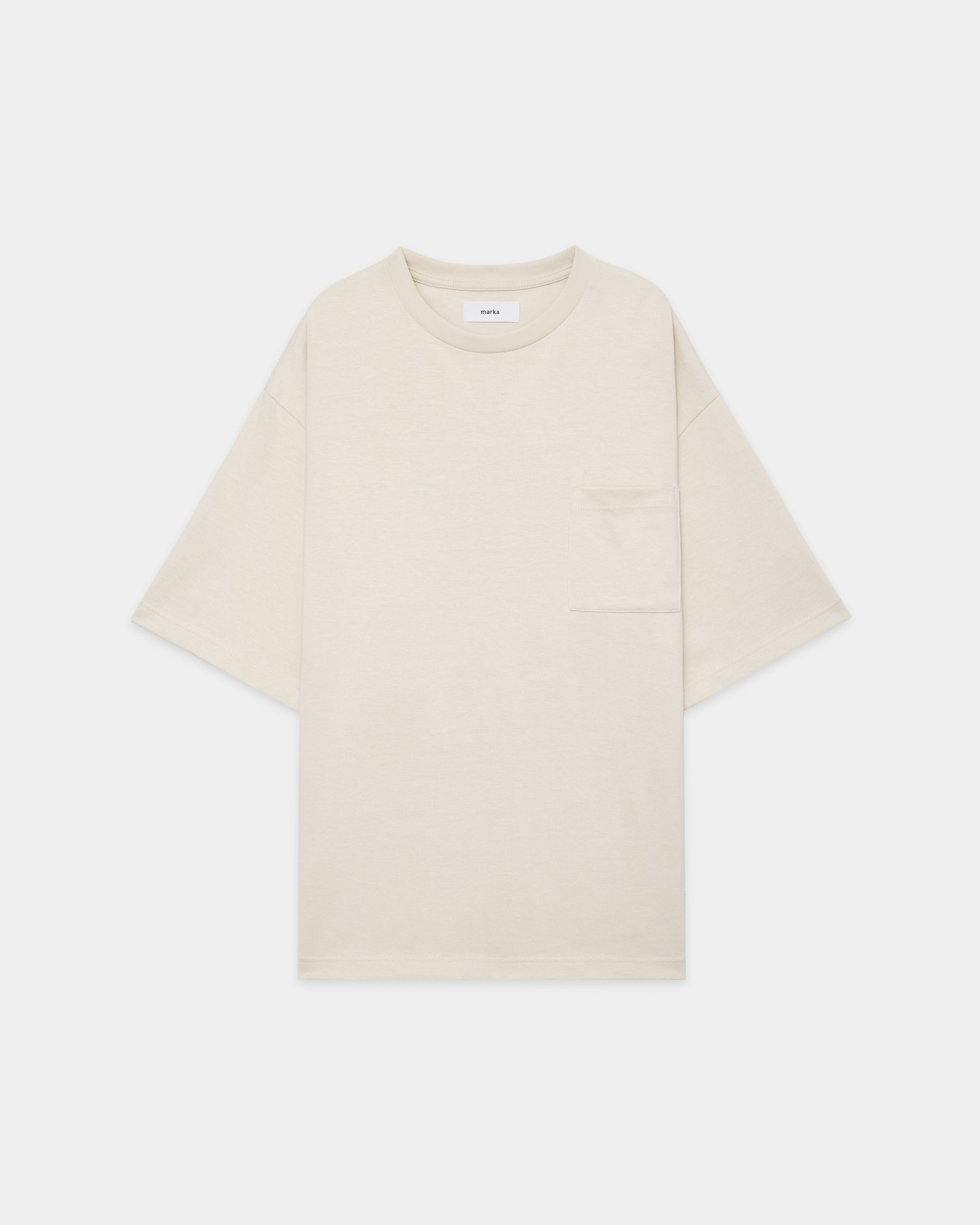 リサイクルスビンオーガニックコットン度詰め天竺 / ルーズフィットポケットTEE, Off White