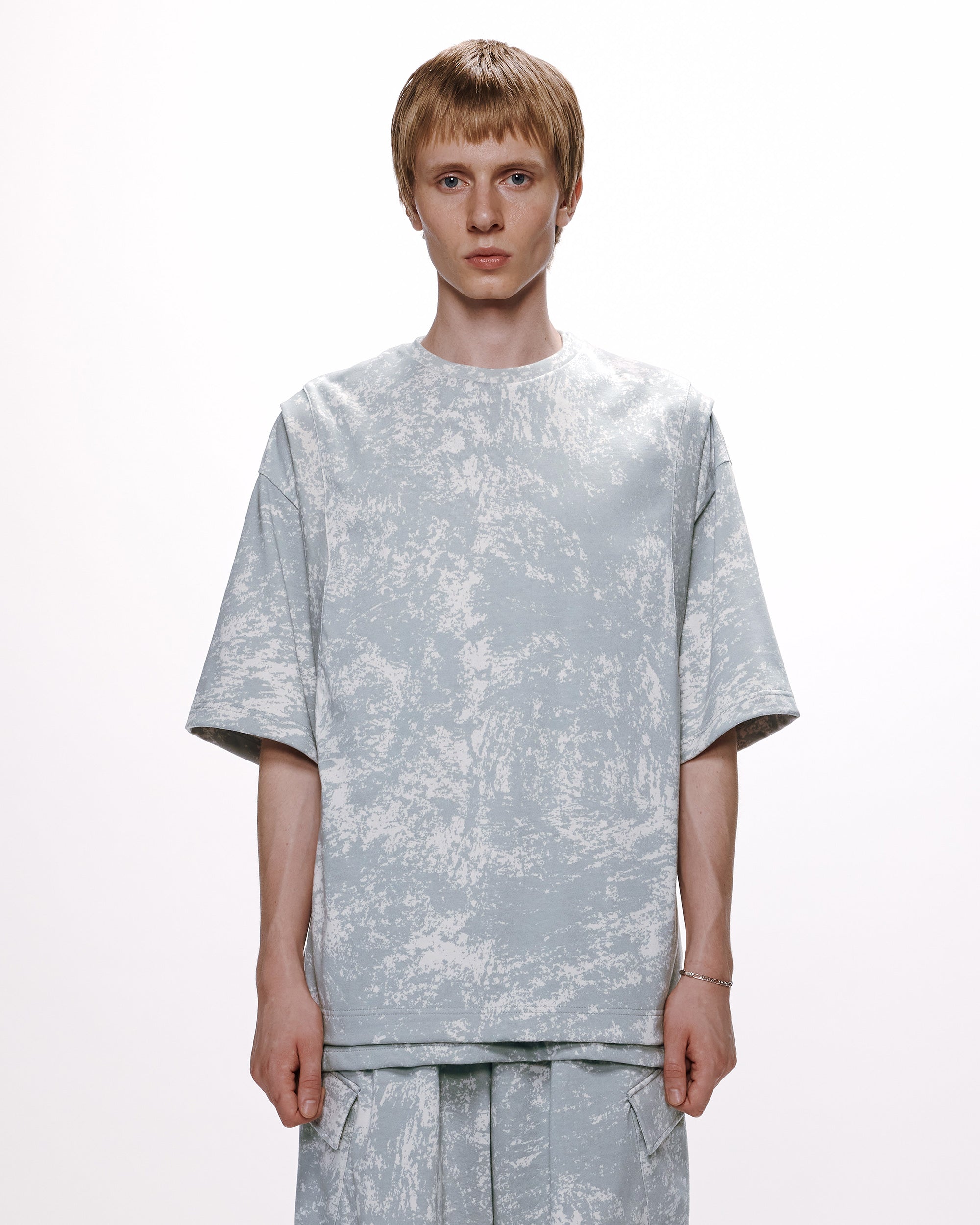 リサイクルスビンオーガニックコットン度詰め天竺 / ベスト, White Camo