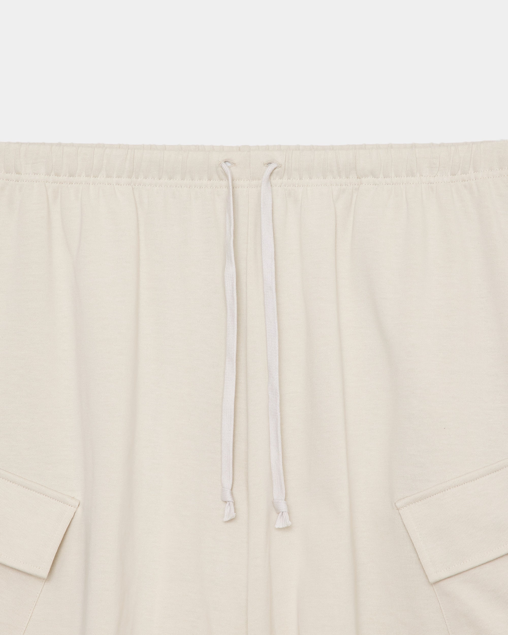 リサイクルスビンオーガニックコットン度詰め天竺 / カーゴショーツ, Off White