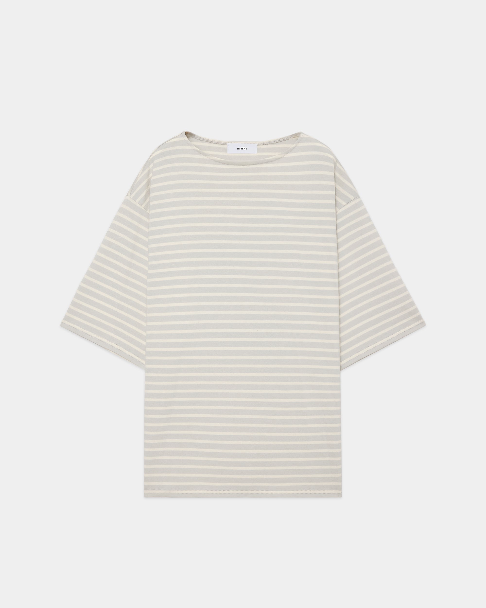 オーガニックコットン30/1引き揃えBD天竺 / NEWバスクS/Sシャツ, Off x Ivory