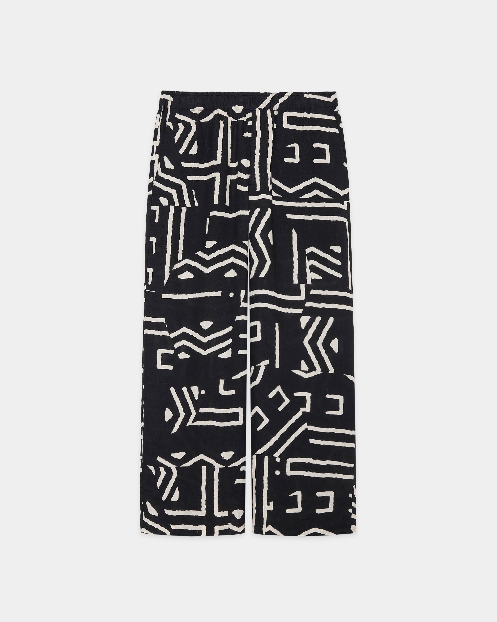 リネントロピカル / ワイドレグイージーパンツ, Black x Ivory