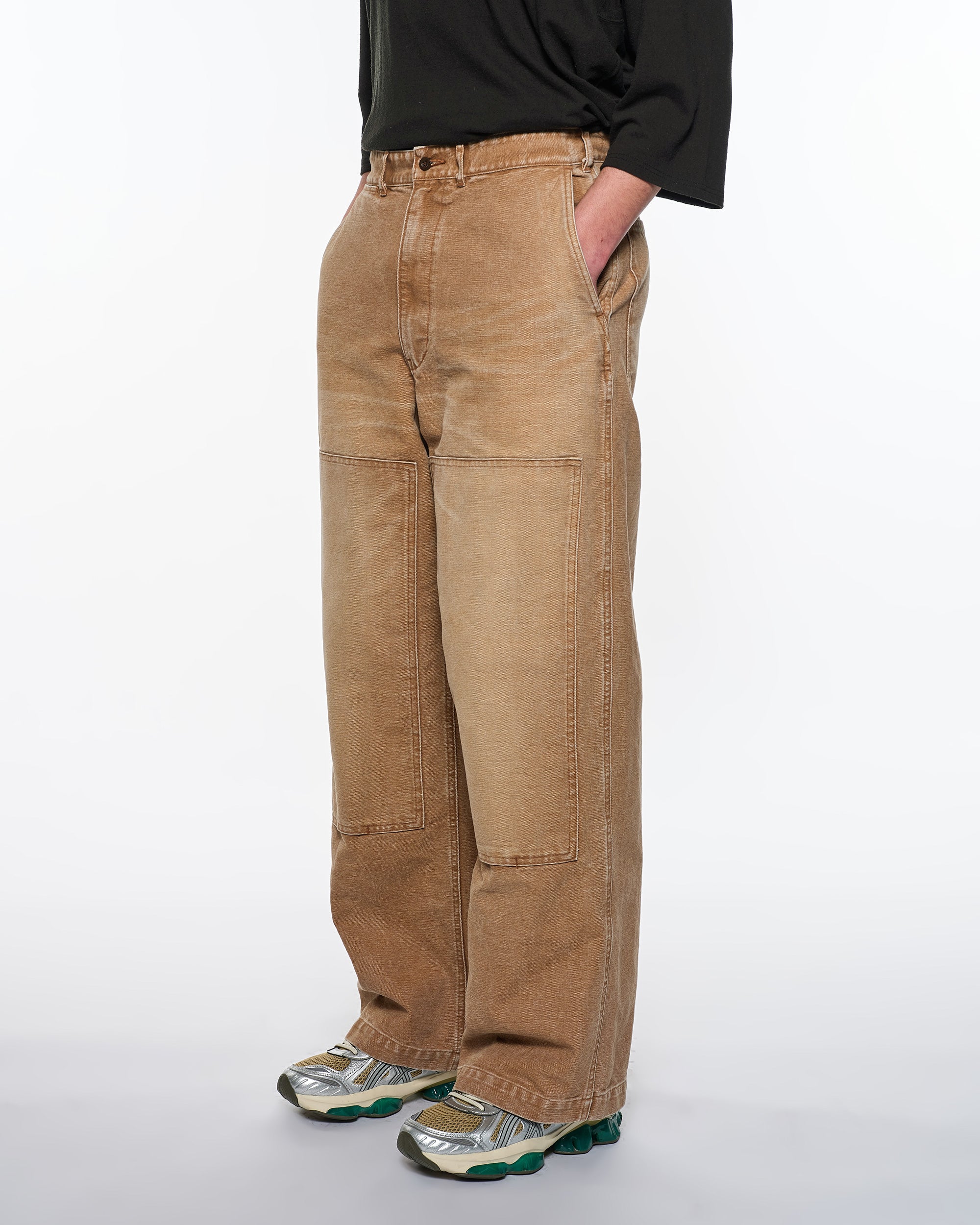 オーガニックコットンダック / ダブルニーパンツ, Brown