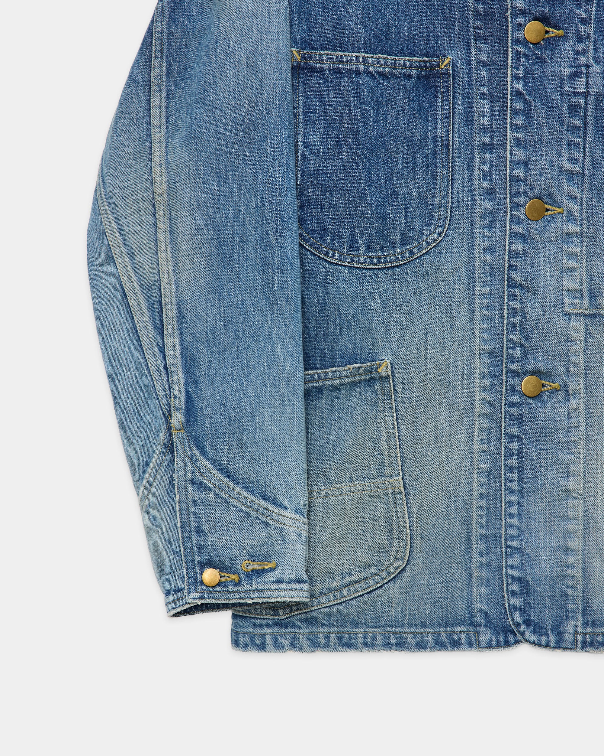 オーガニックコットン 13.5oz セルビッチデニム / カバーオールジャケット, Used Washed