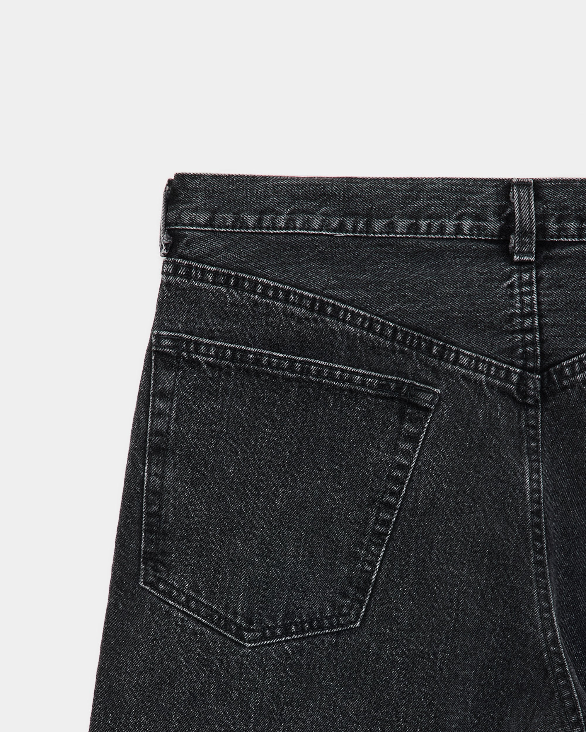 オーガニックコットン 13.5oz セルビッチデニム / ワイドレッグジーンズ, Faded Black