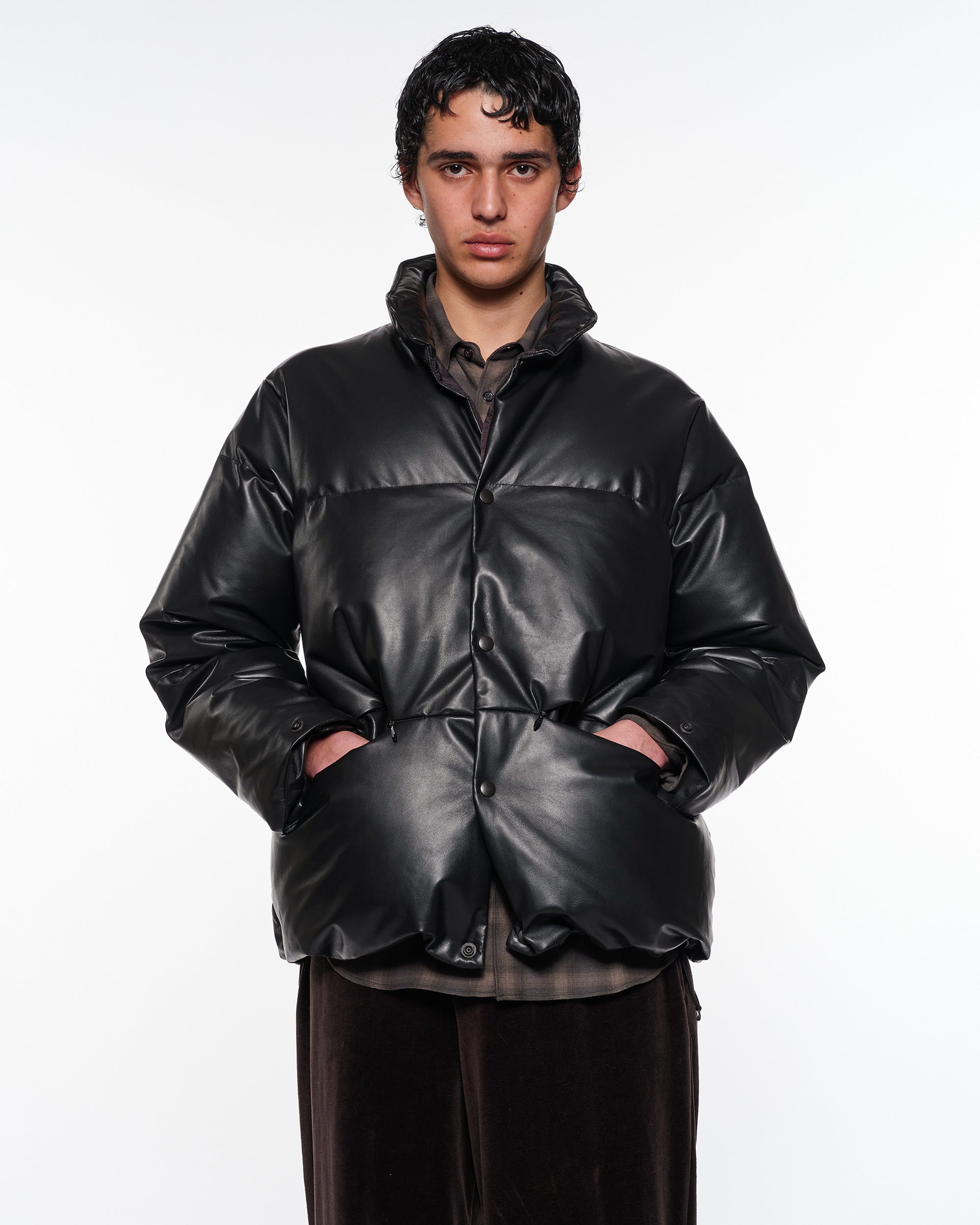 シープレザー / レザーダウンジャケット, Black