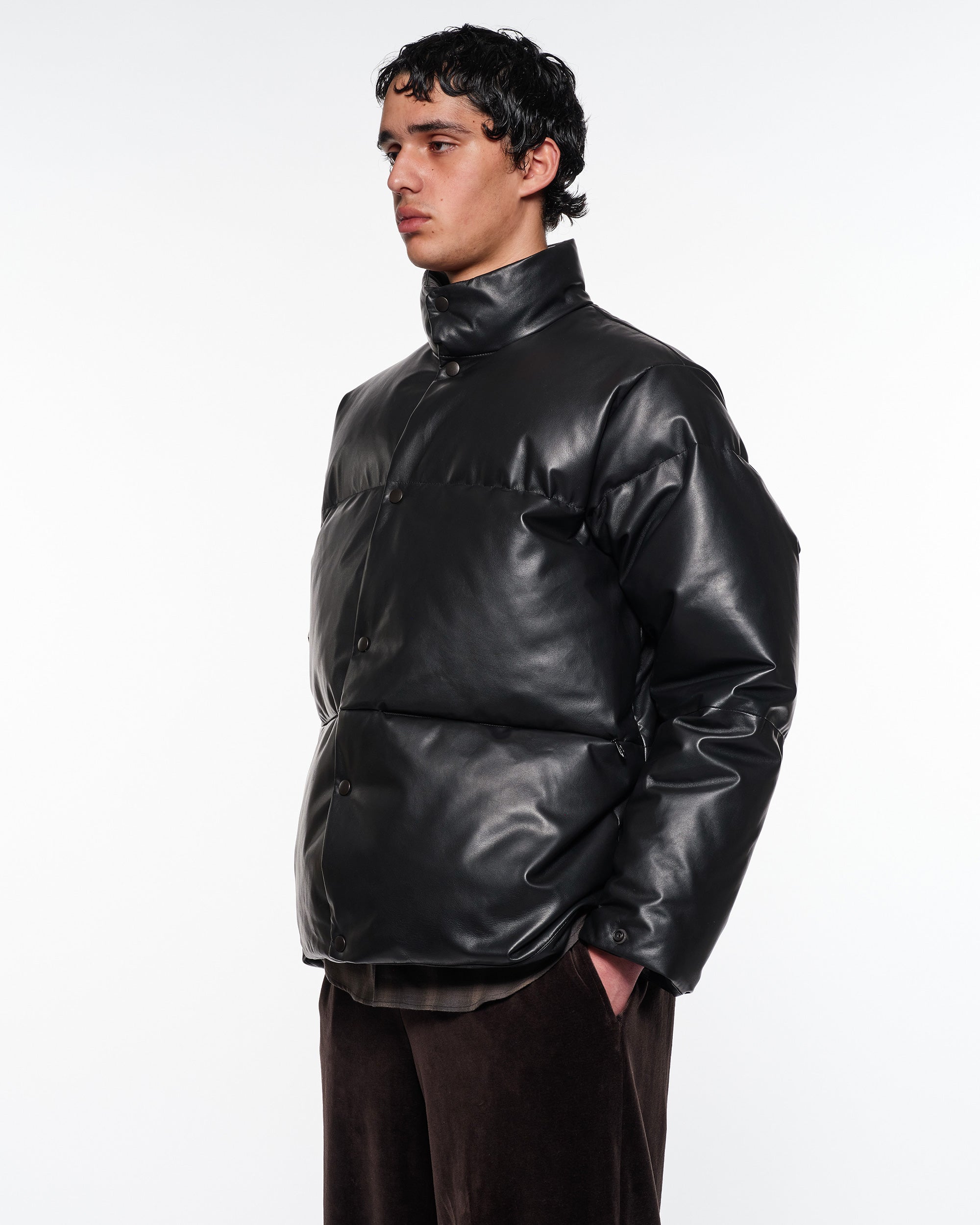 シープレザー / レザーダウンジャケット, Black