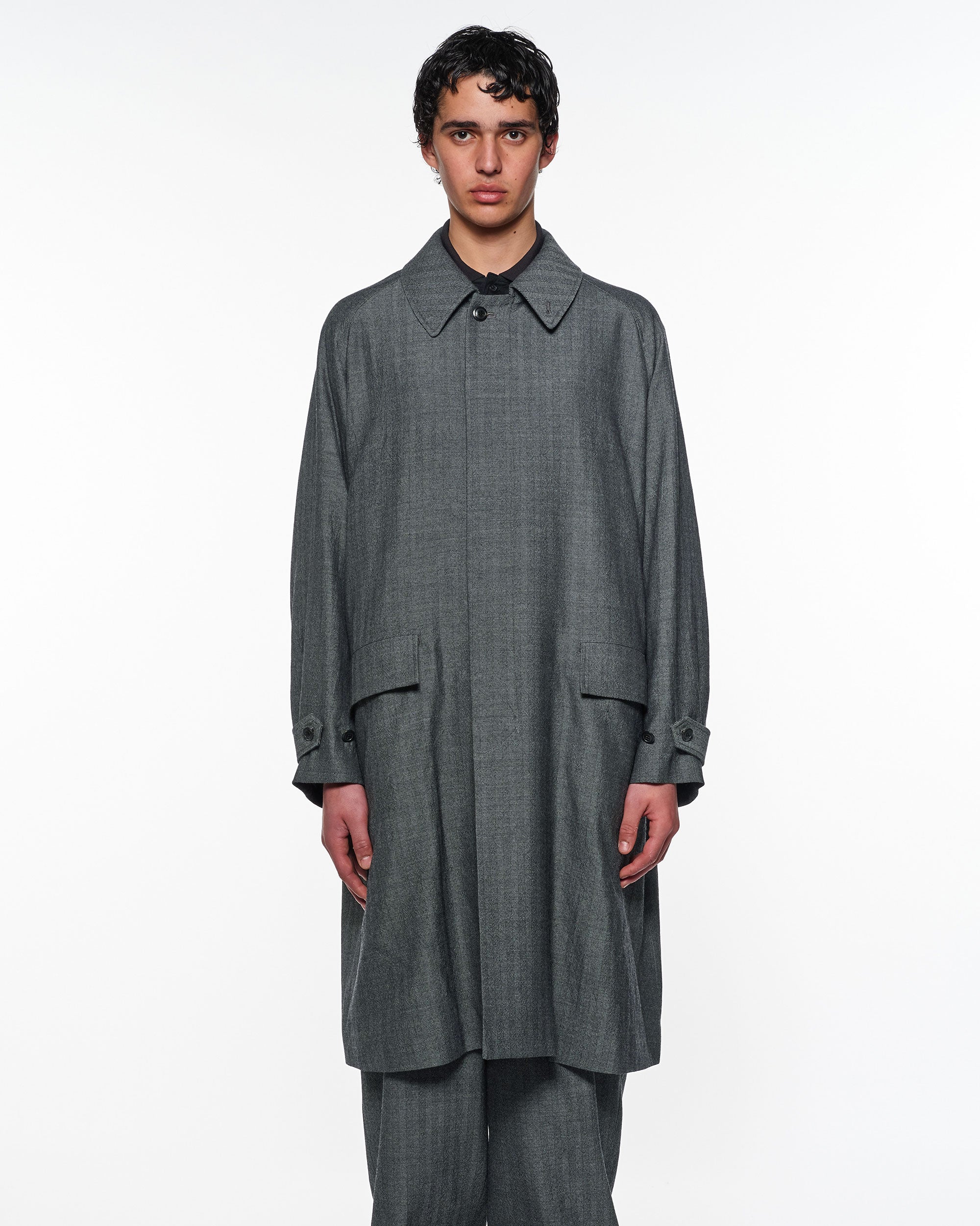 ウールサージ ワッシャータンブラー / ラグランスリーブコート, Herringbone