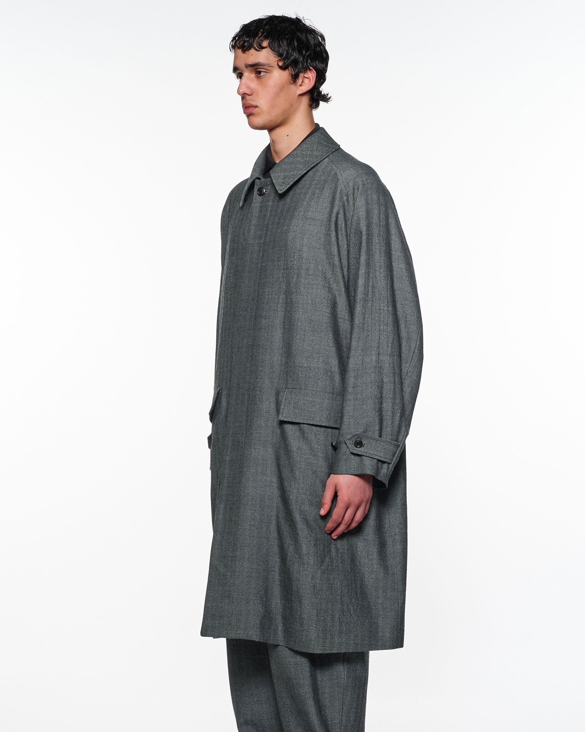 ウールサージ ワッシャータンブラー / ラグランスリーブコート, Herringbone