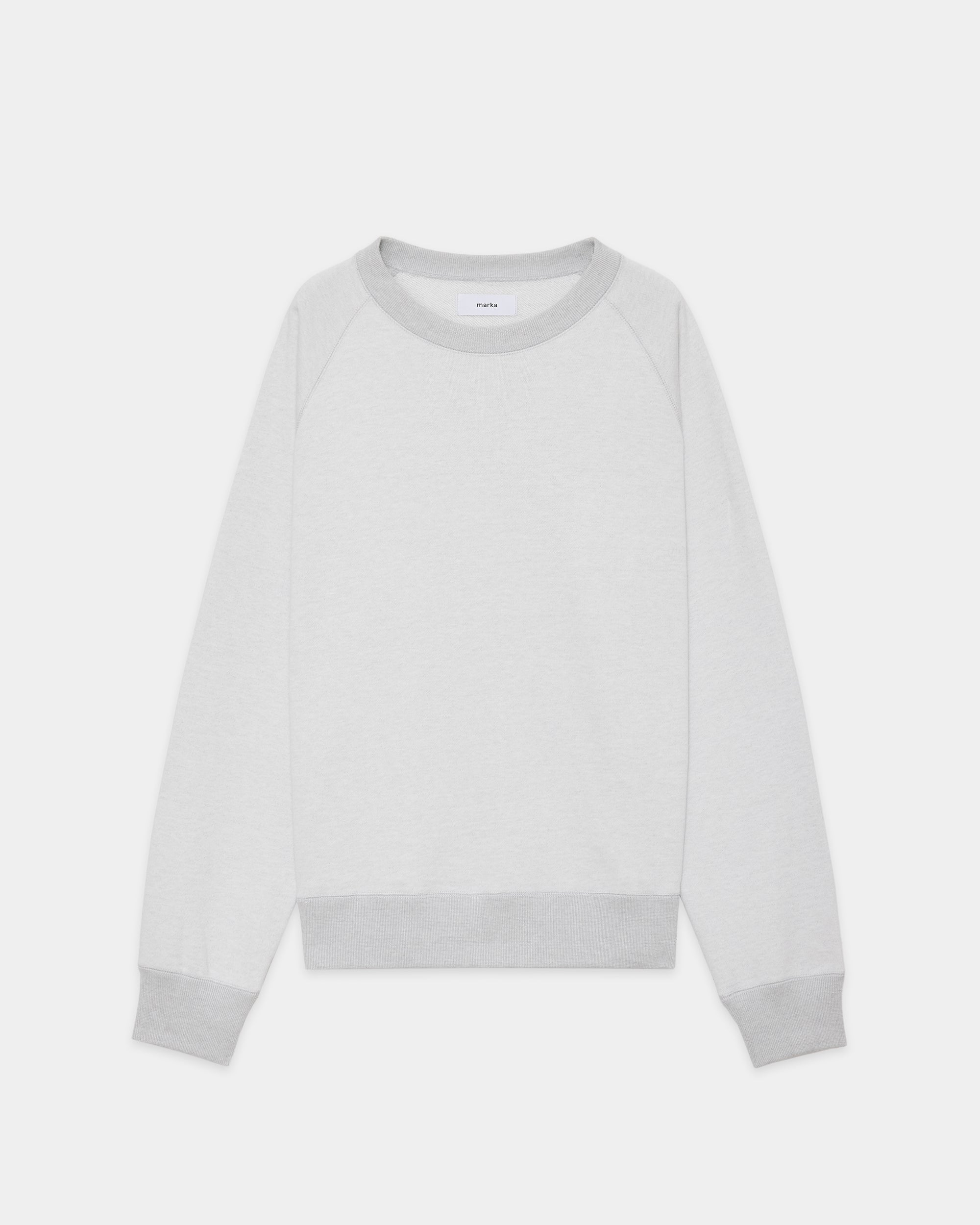 リサイクルスビンオーガニックコットン裏毛 / ラグランクルーネック, Heather Gray