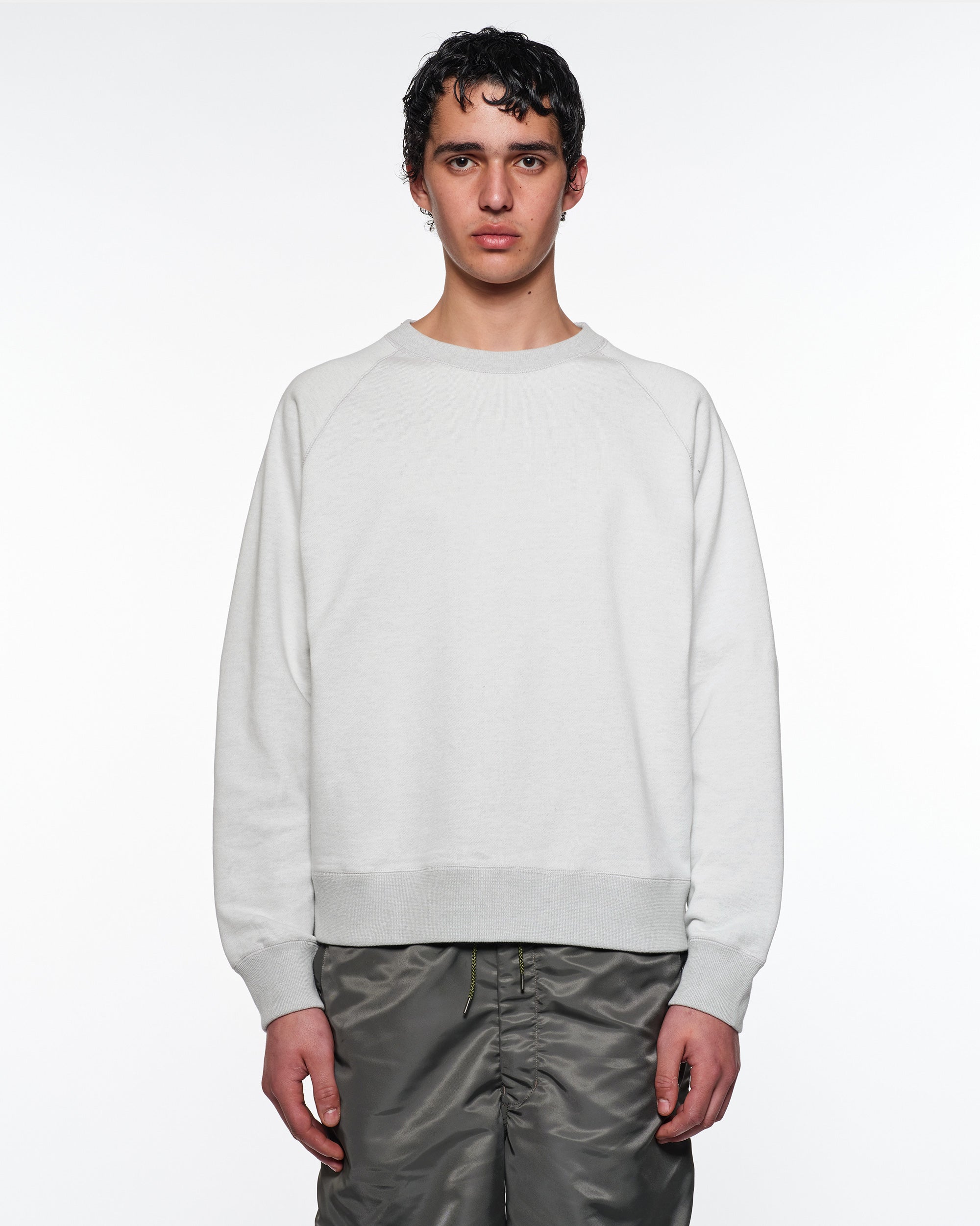 リサイクルスビンオーガニックコットン裏毛 / ラグランクルーネック, Heather Gray