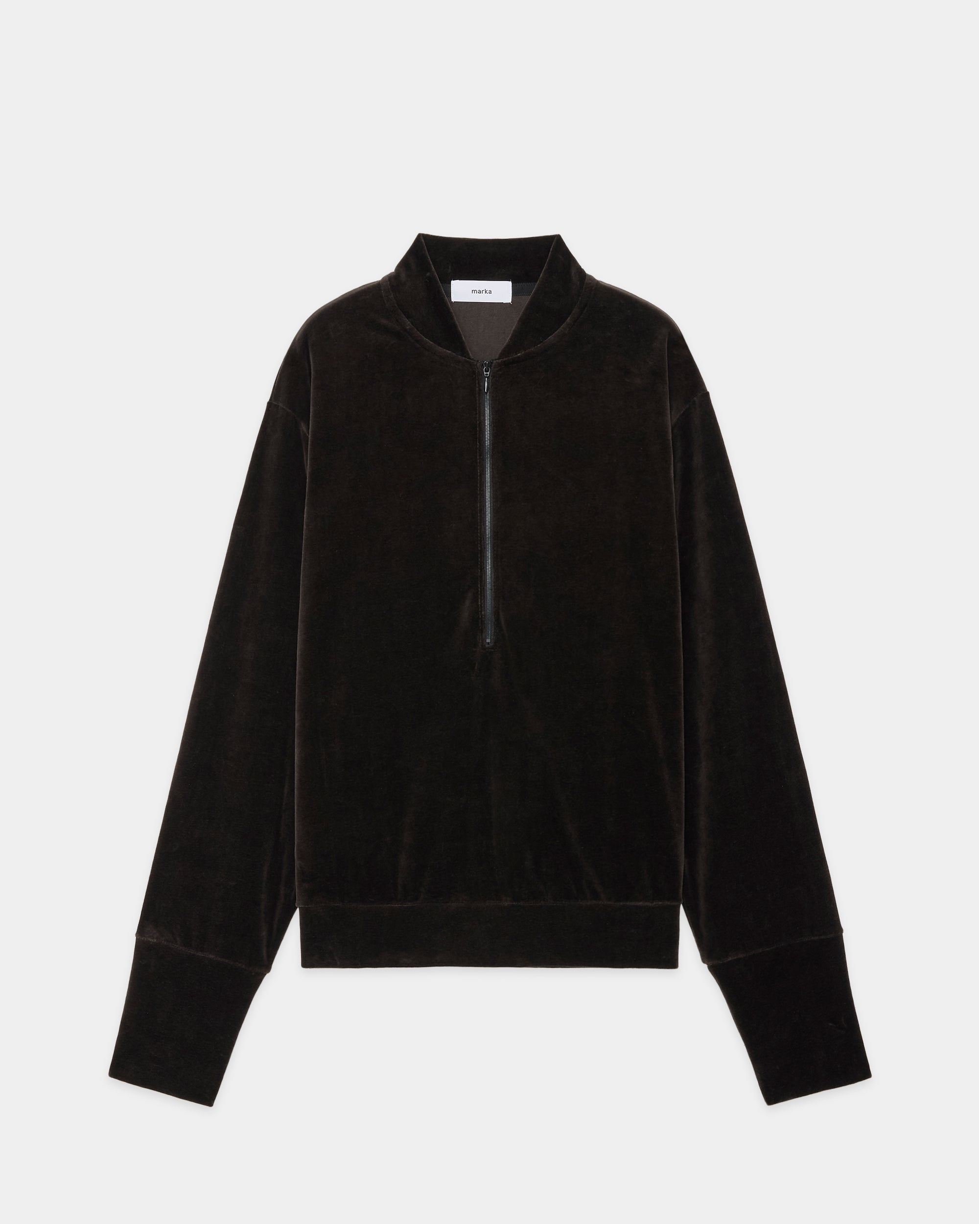 オーガニッコットンベロア / ハーフジップトラックジャケット, Charcoal