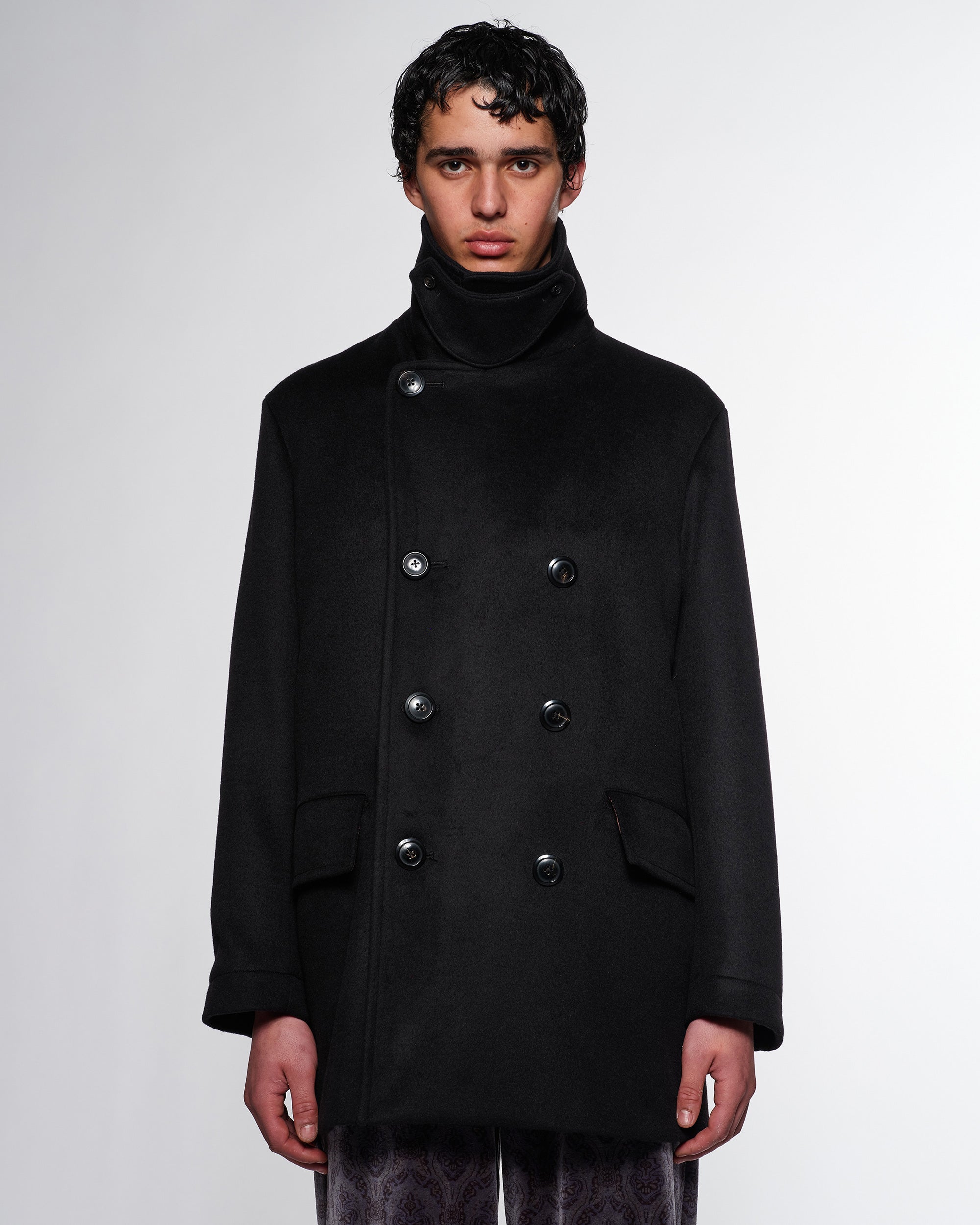 ウールシルクカシミヤビーバー / ブリッジコート, Black