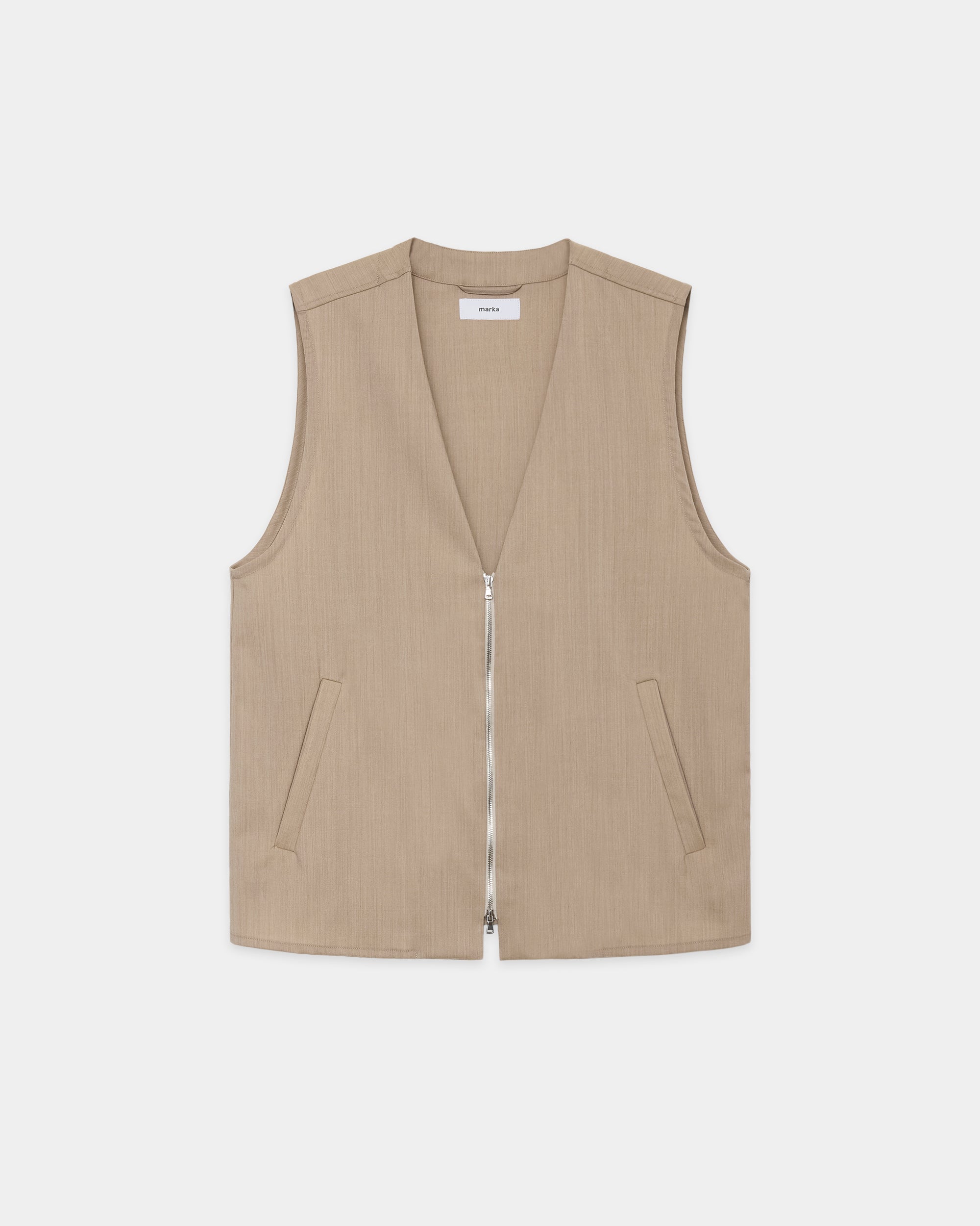 ウールトロピカルメランジ / ジップベスト, Beige