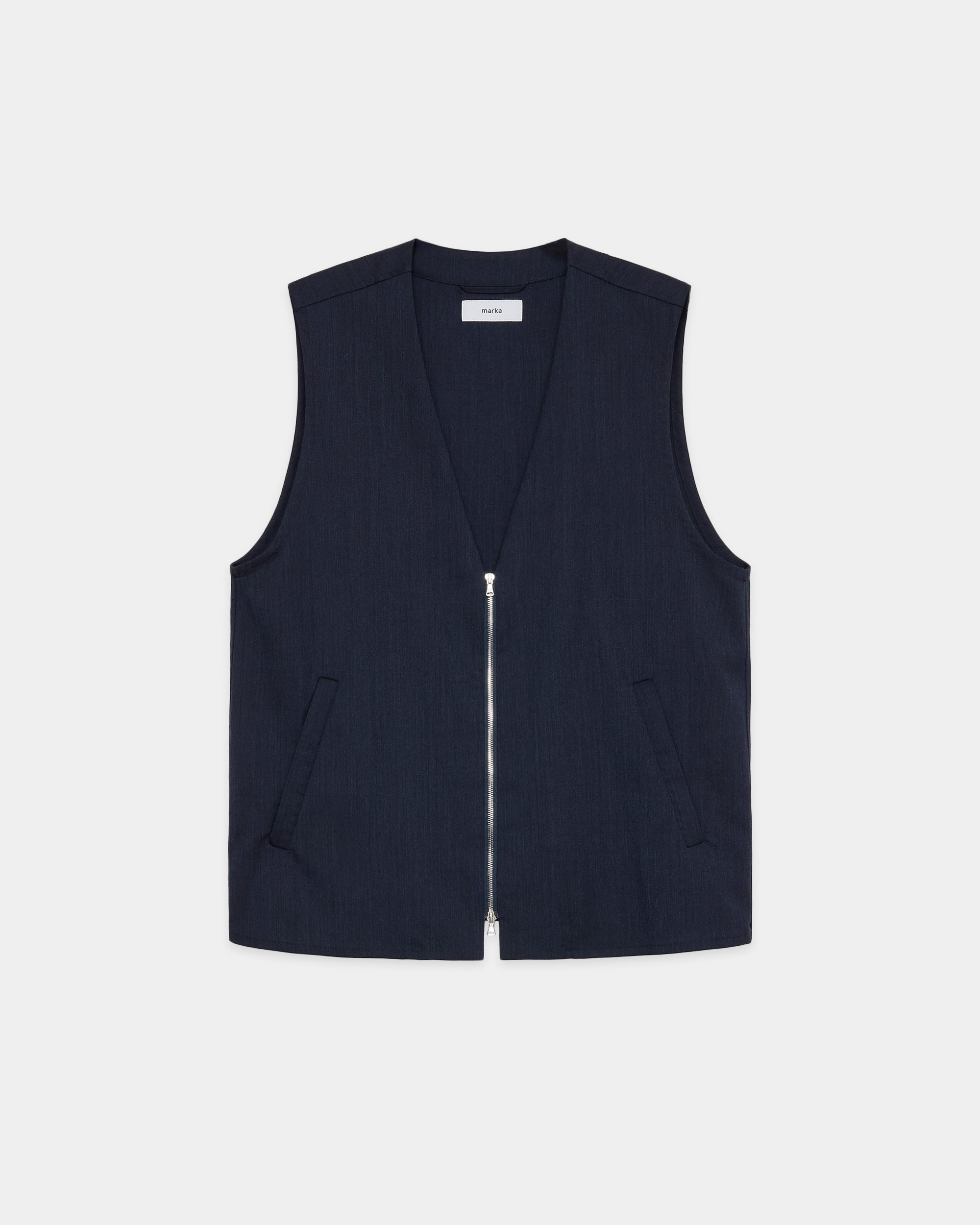 ウールトロピカルメランジ / ジップベスト, Dark Navy