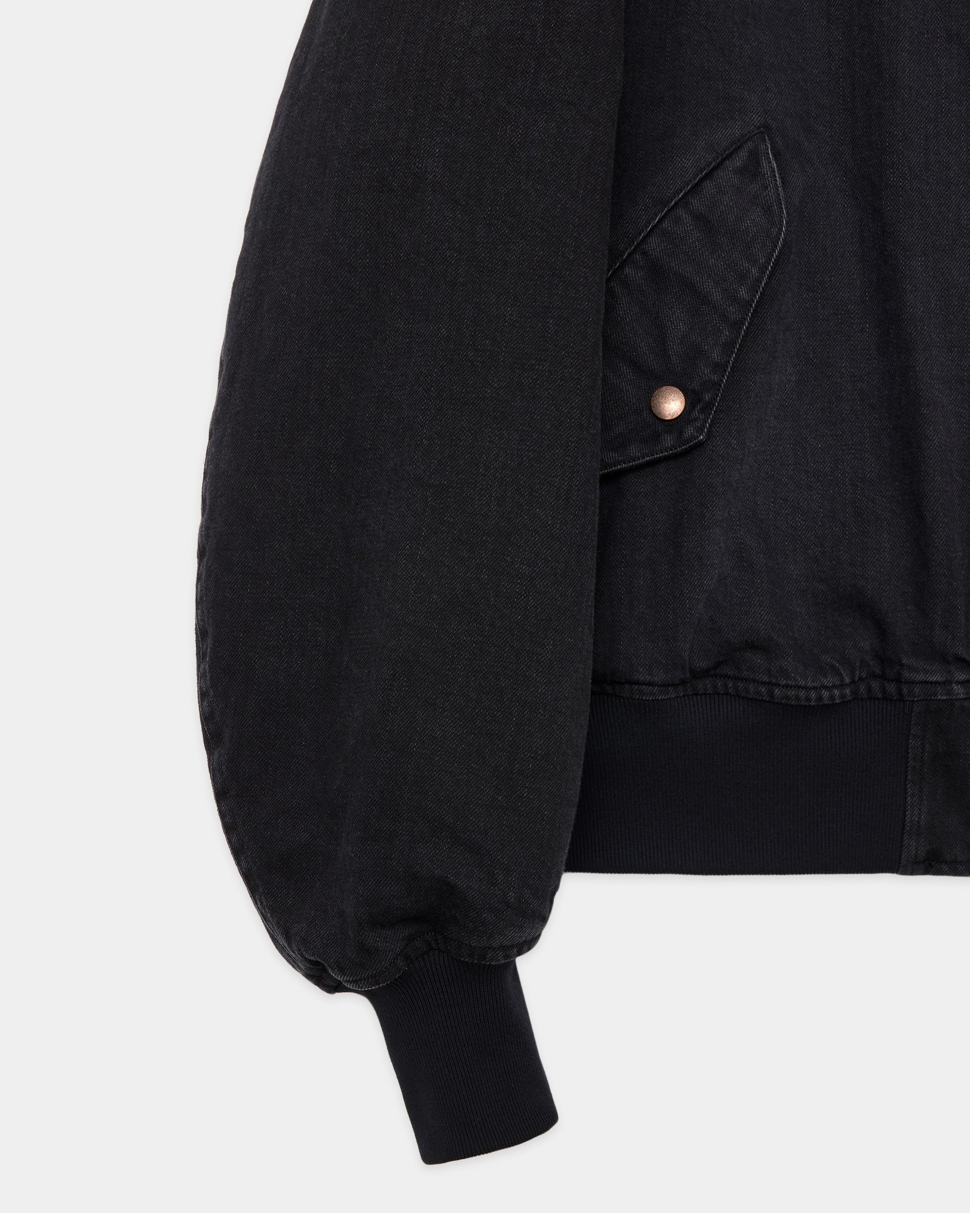 オーガニックコットン12ozデニム / パフドデニムボンバージャケット, Black