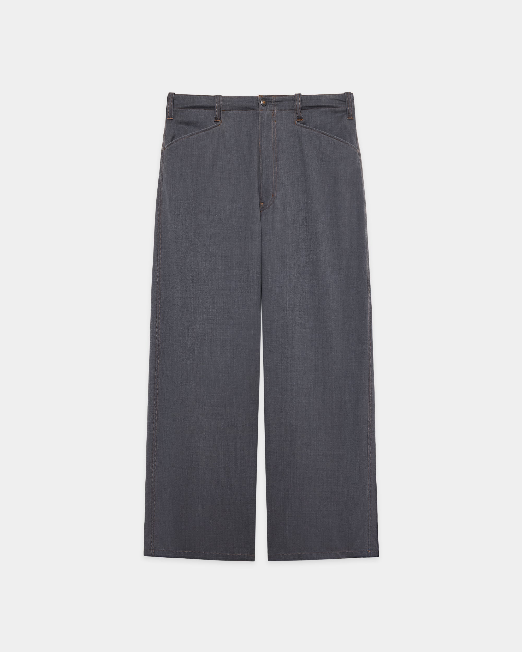 ウォッシャブルウールギャバ顔料プリント / ワークパンツ, Blue Gray