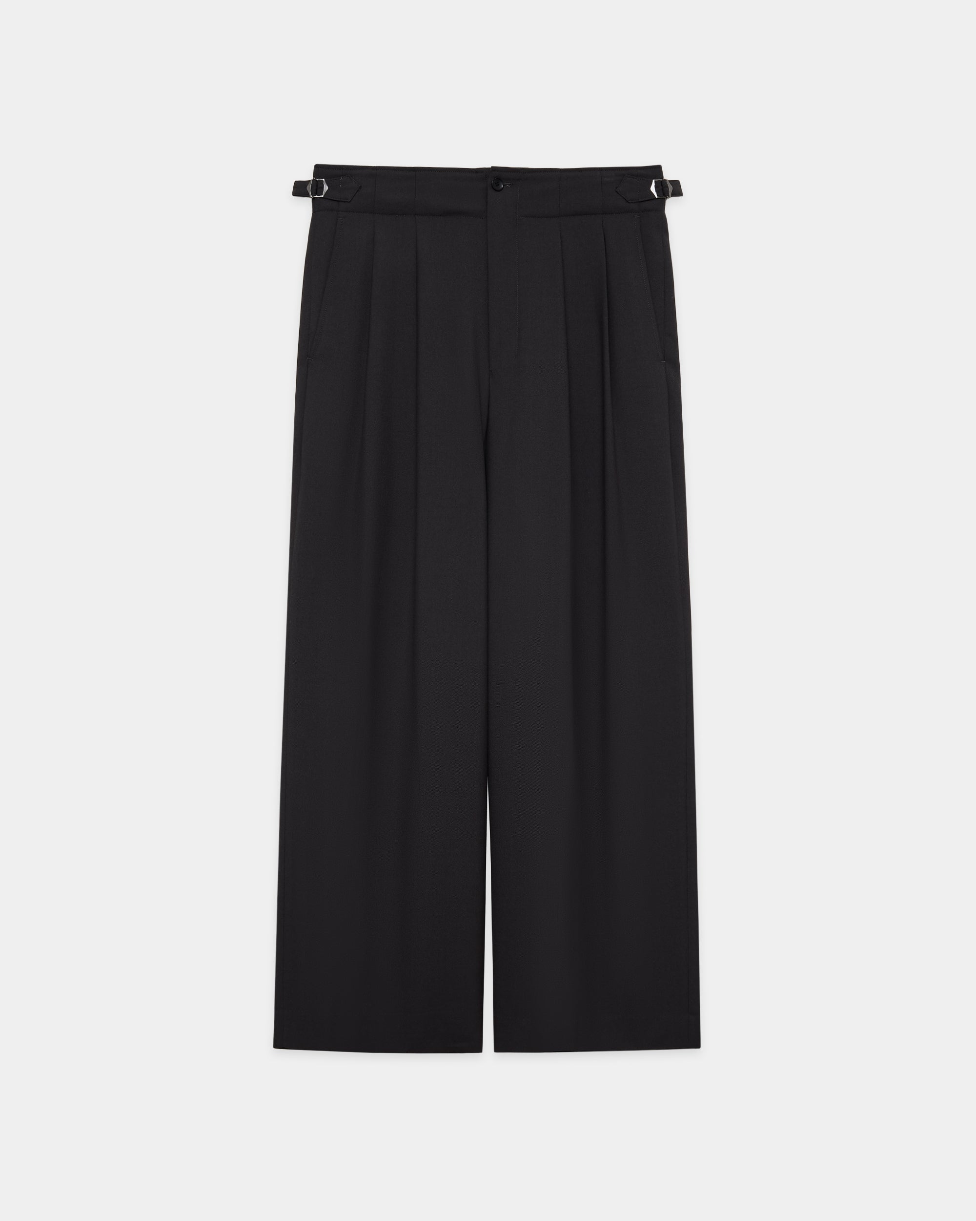 リサイクルポリエステル　ノンミュールジングウールギャバジン / 2タックミリタリートラウザーズ, Charcoal Gray