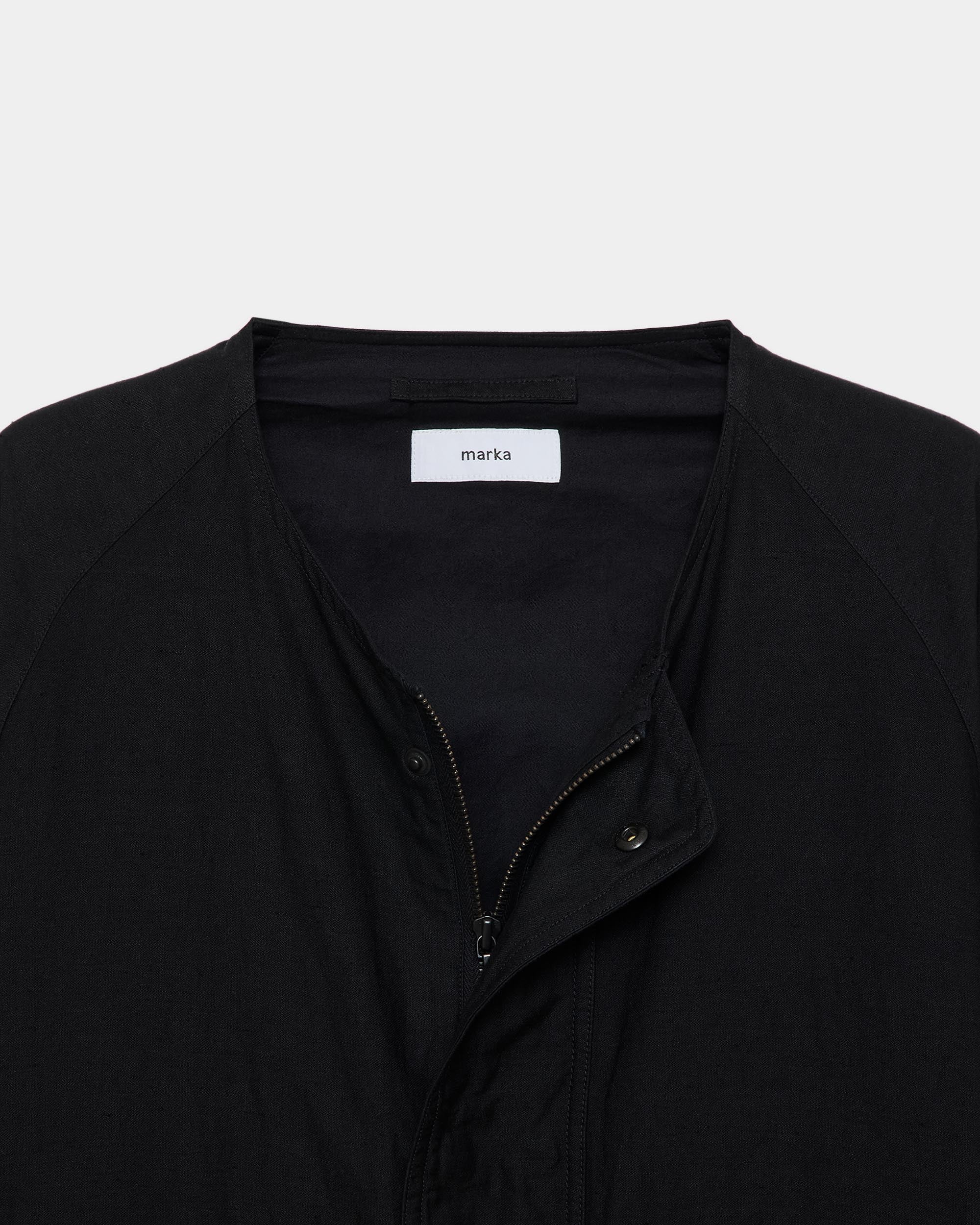 リネンオーガニックコットンシルクライトモールスキン / ハンティングジャケット, Black