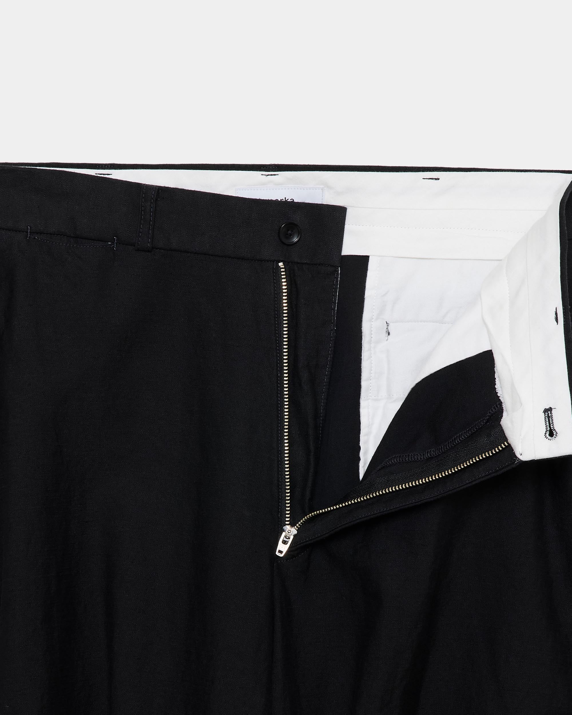 リネンオーガニックコットンシルクライトモールスキン / ミリタリースラックス, Black