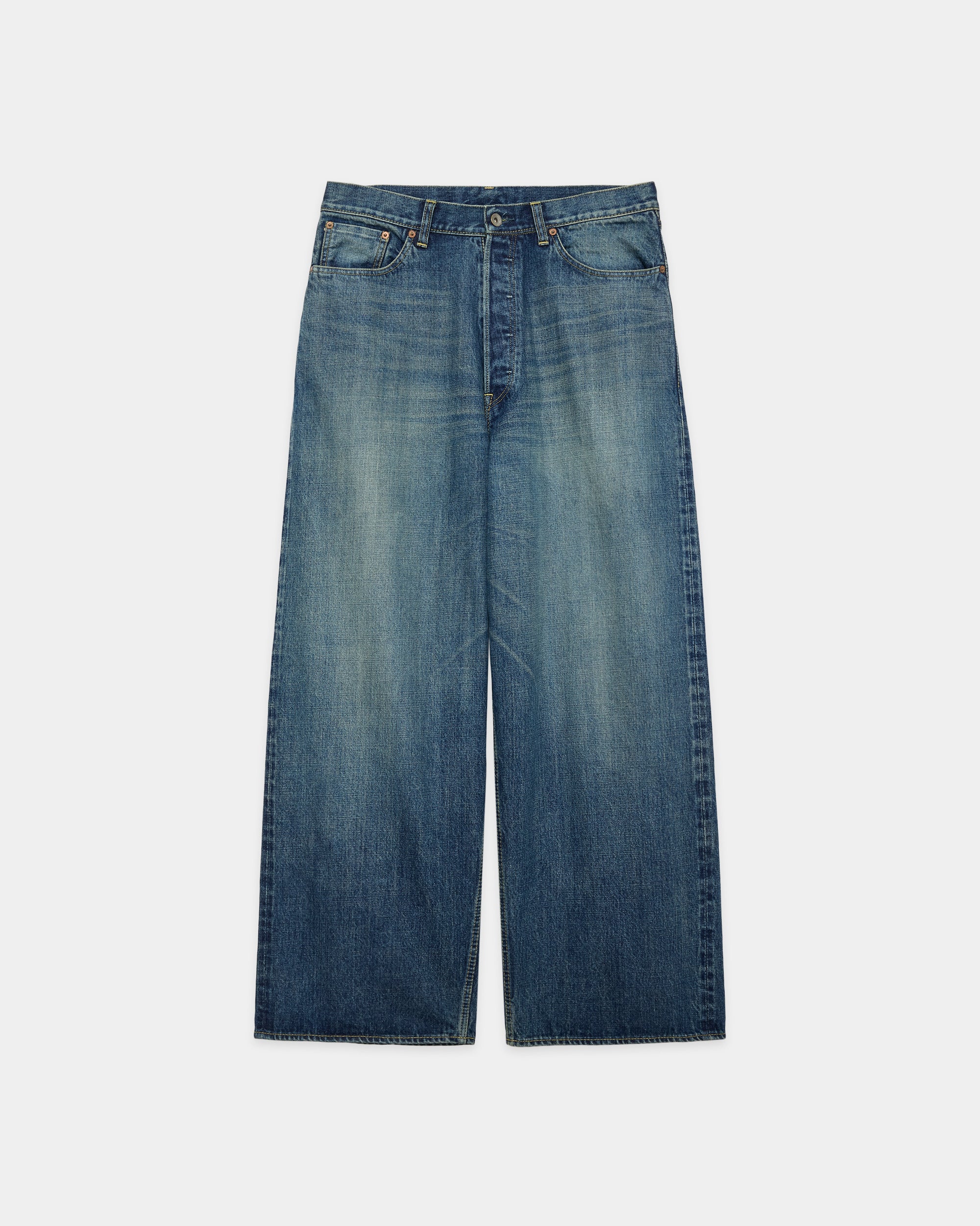 オーガニックコットン13.5ozセルビッチデニム / バギージーンズ, Indigo V.W