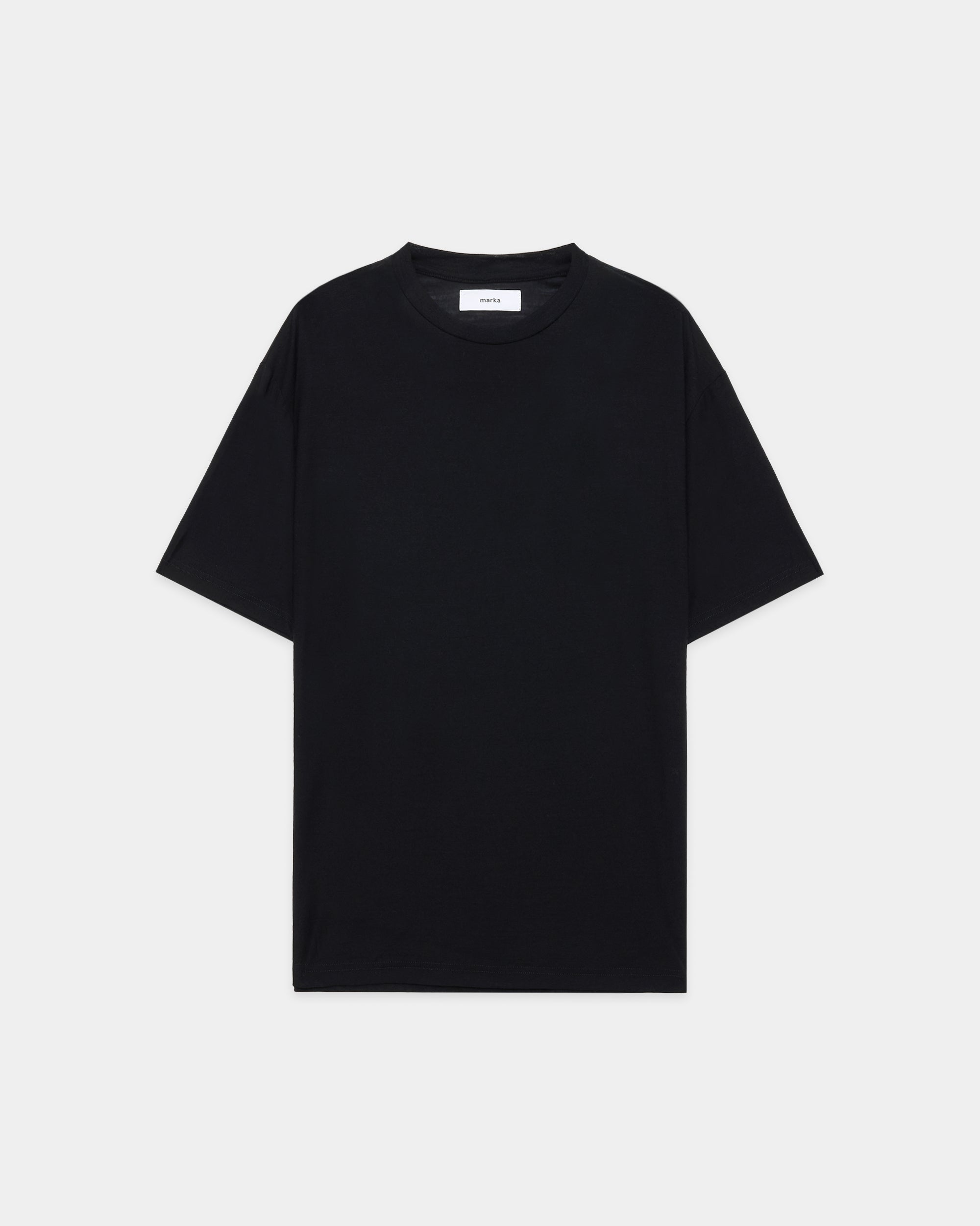 Super120sウォッシャブルウール天竺 / クルーネックTee, Black