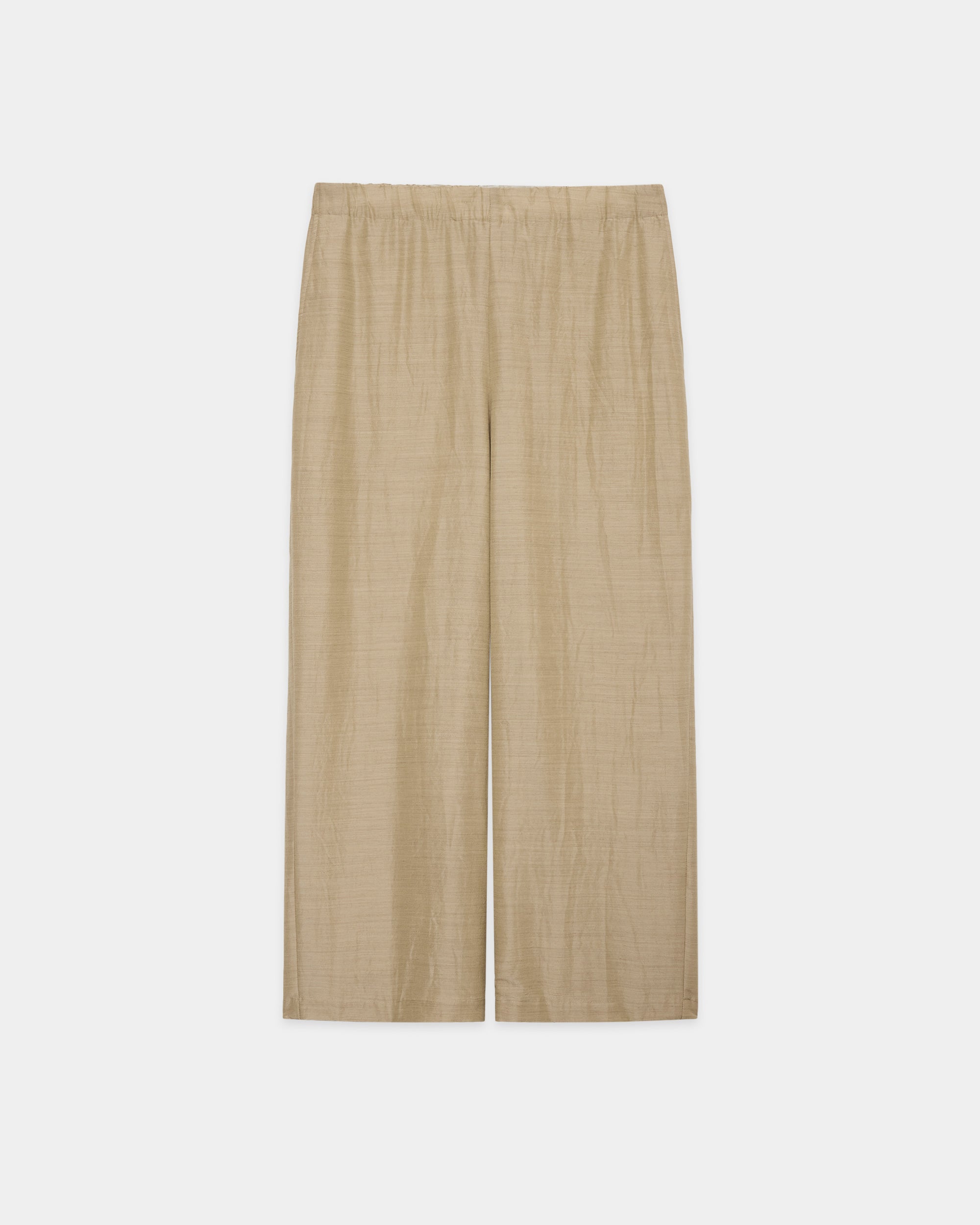 ウールシルクフェザークロス / ワイドシリンダーフィットイージーパンツ, Top Beige