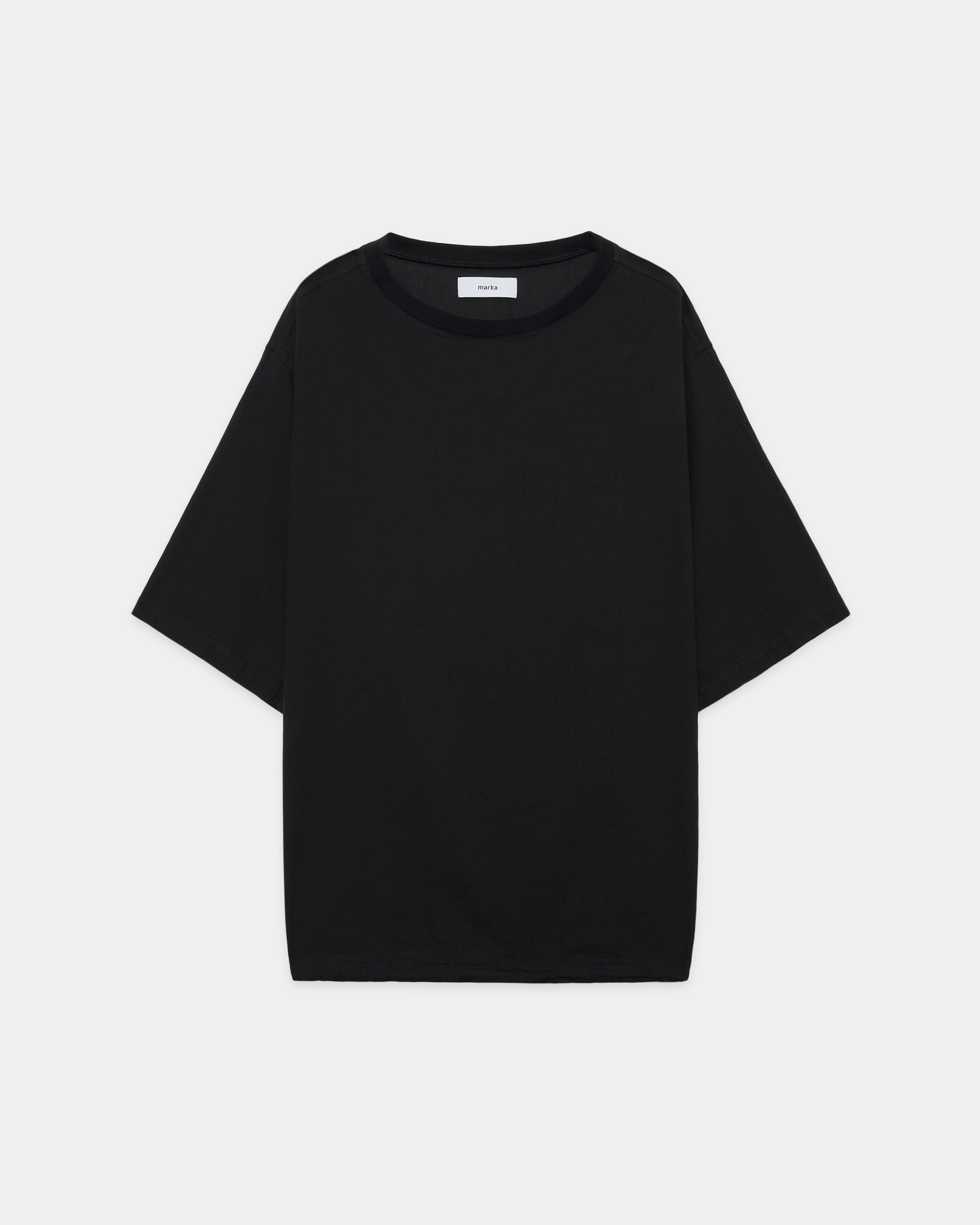 オーガニックコットン強撚ドビークロス / クルーネックシャツ, Black