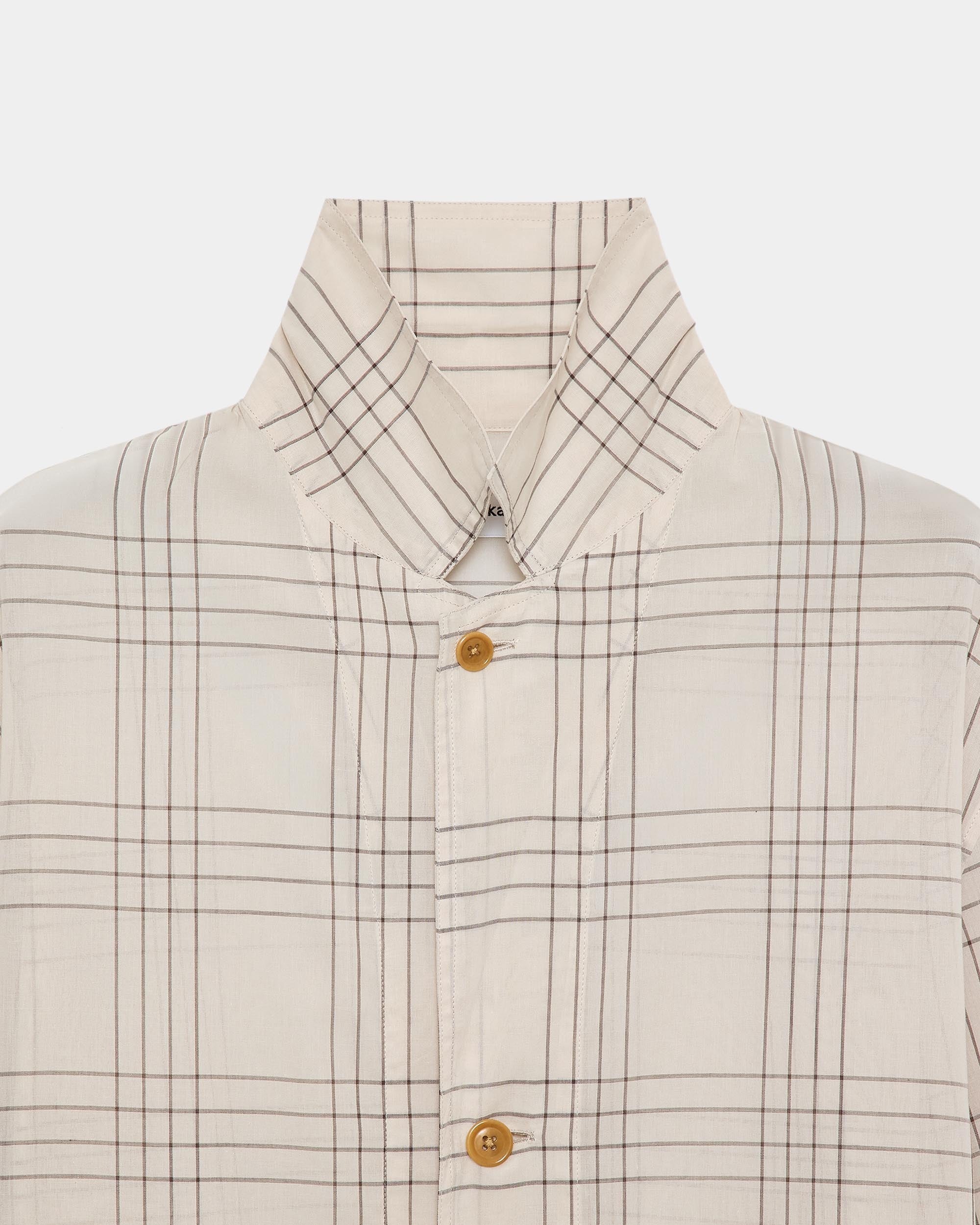 オーガニックコットン強撚チェックローン / カバーオールシャツ, Ivory Check