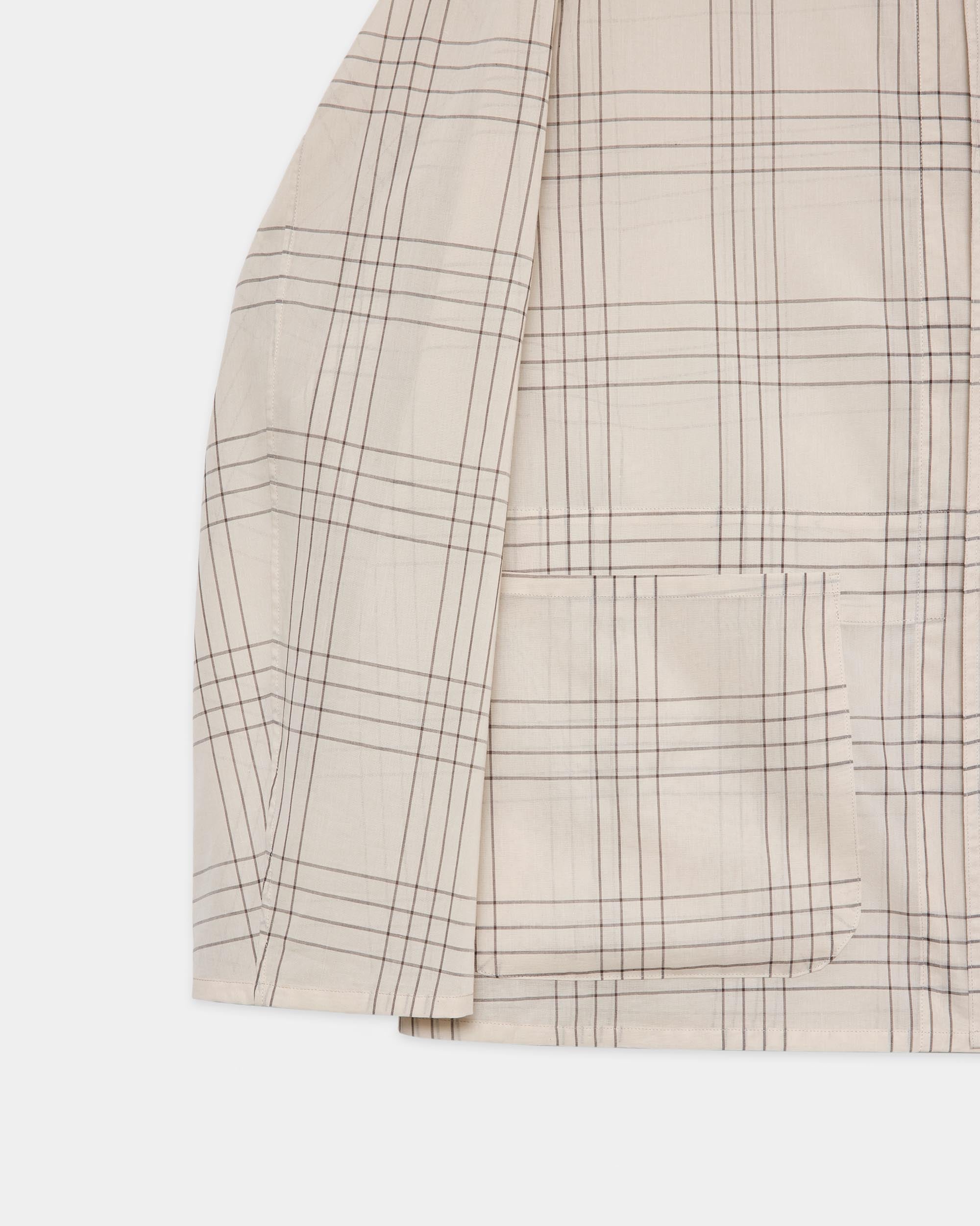 オーガニックコットン強撚チェックローン / カバーオールシャツ, Ivory Check