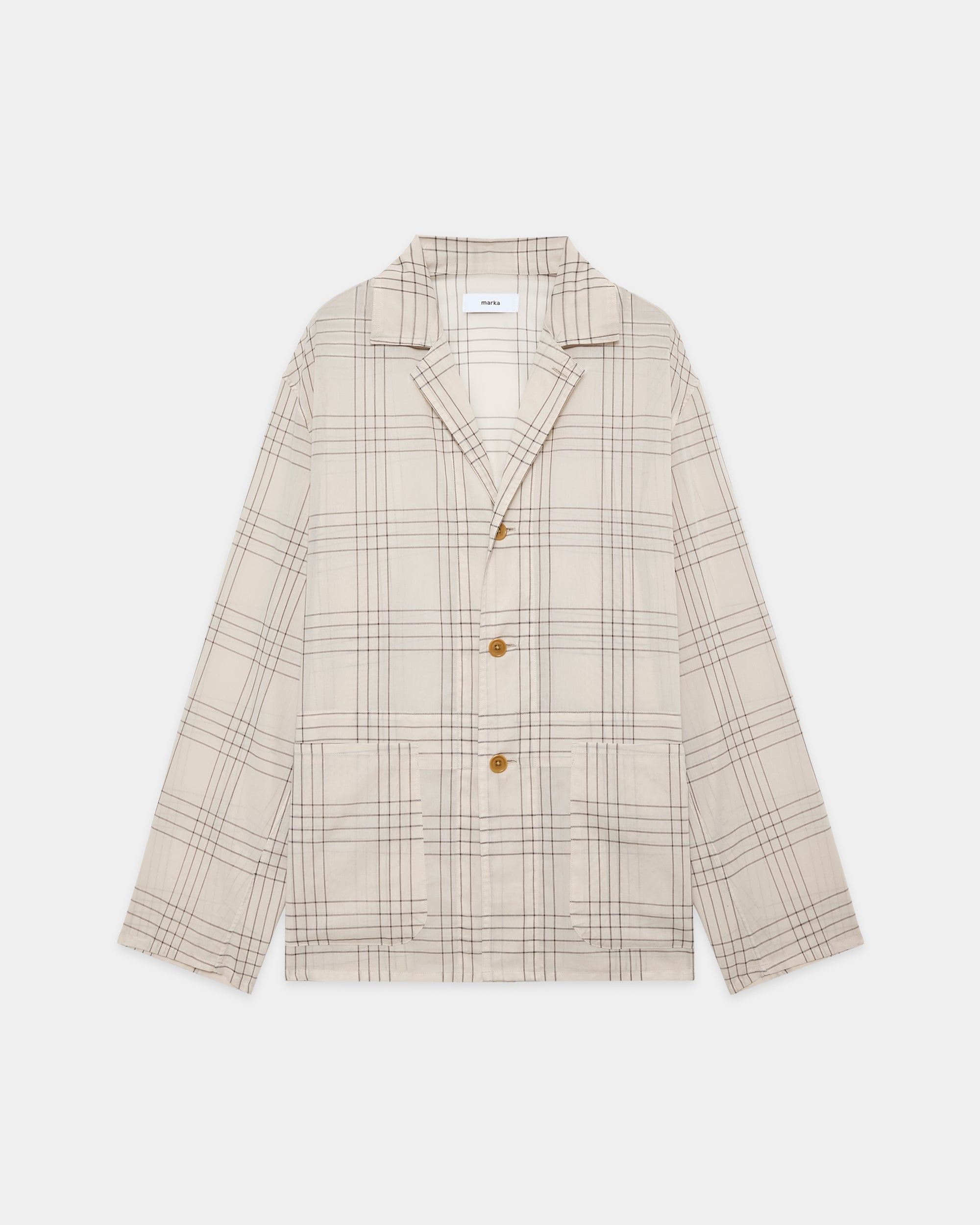 オーガニックコットン強撚チェックローン / カバーオールシャツ, Ivory Check