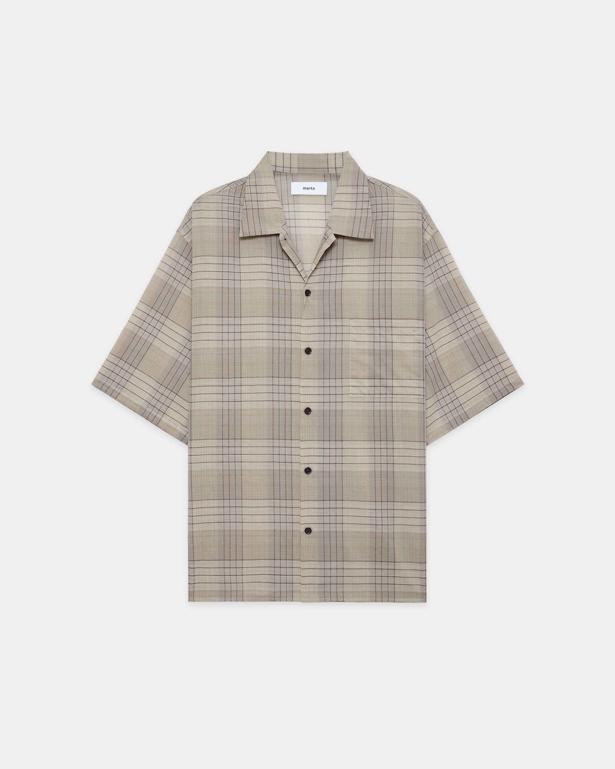 オーガニックコットン強撚チェックローン / オープンカラーS/Sシャツ, Sage Check