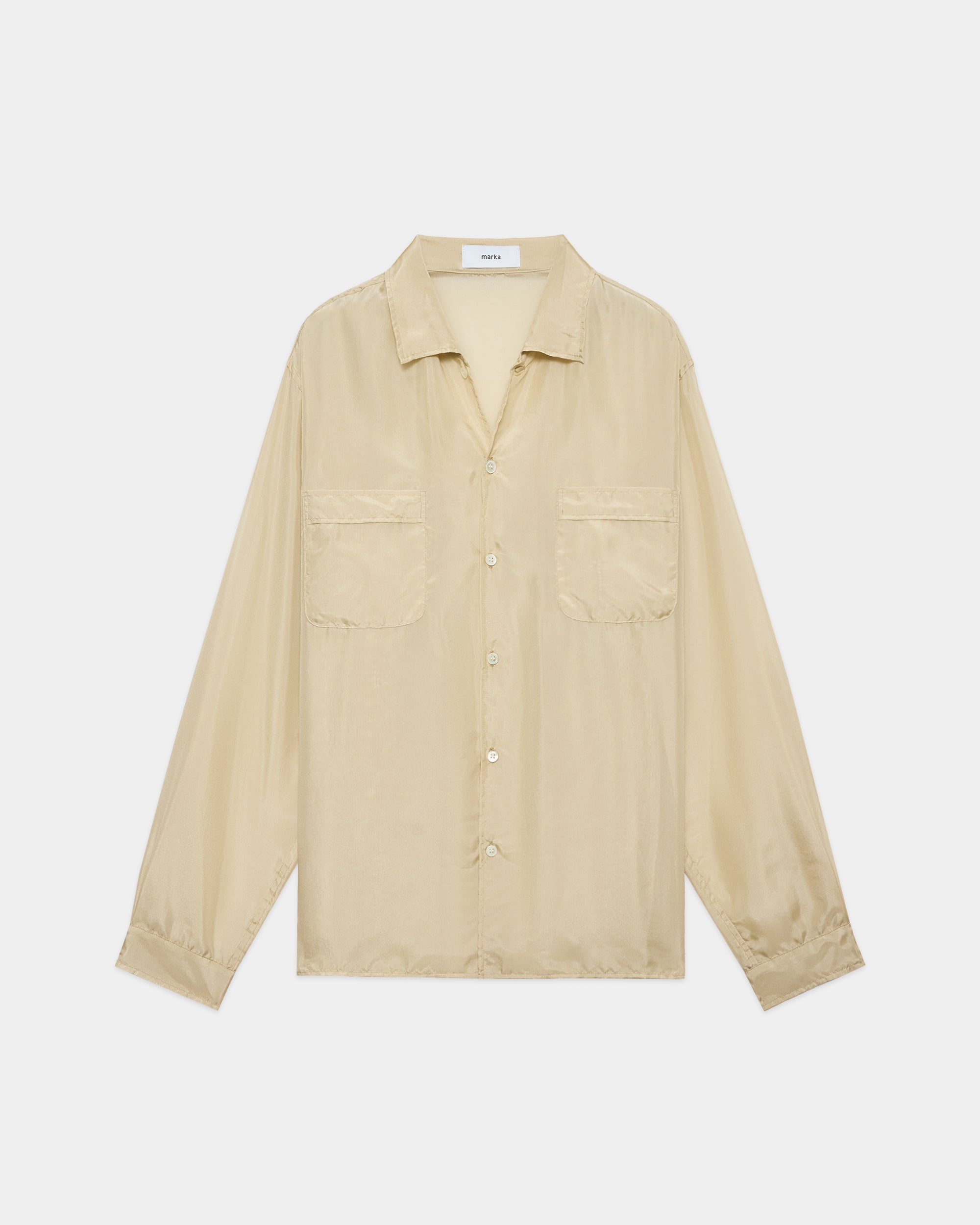 8匁シルク羽二重 / シルクオープンカラーL/Sシャツ, Champagne Gold