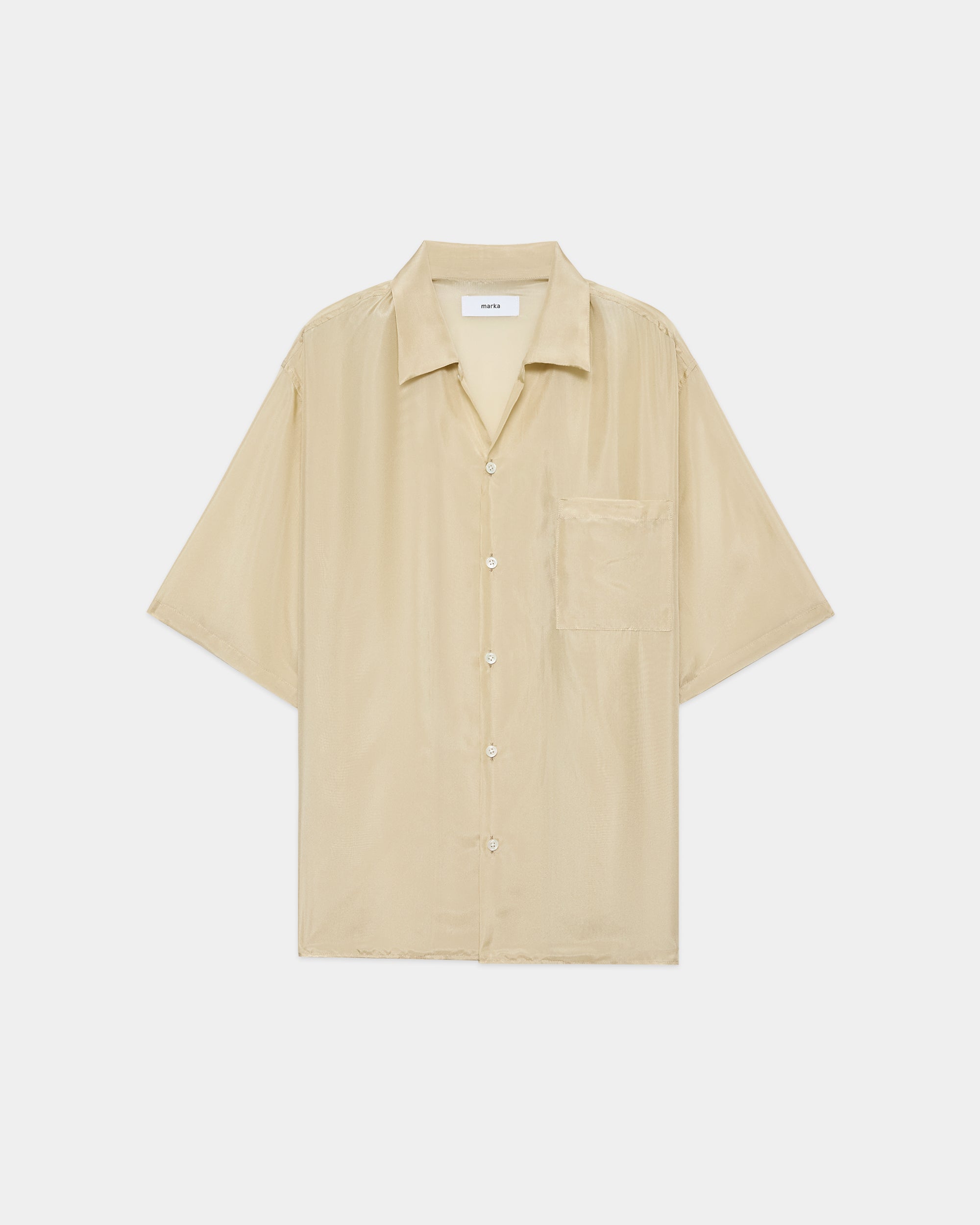 8匁シルク羽二重 / シルクオープンカラーS/Sシャツ, Champagne Gold