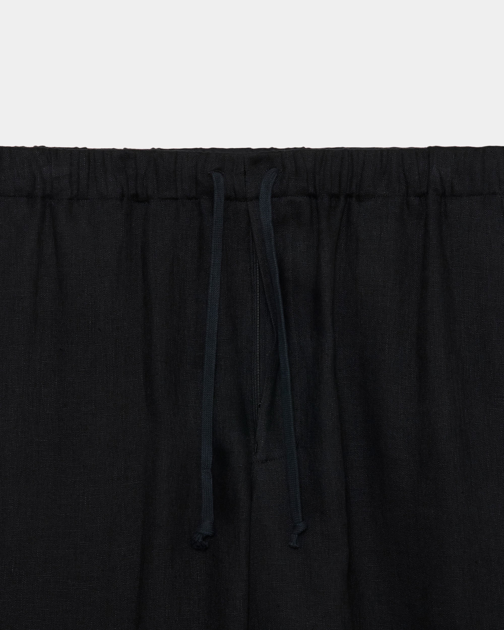 リネンガーゼダブルクロス ワイドシリンダーフィットイージーパンツ, Black