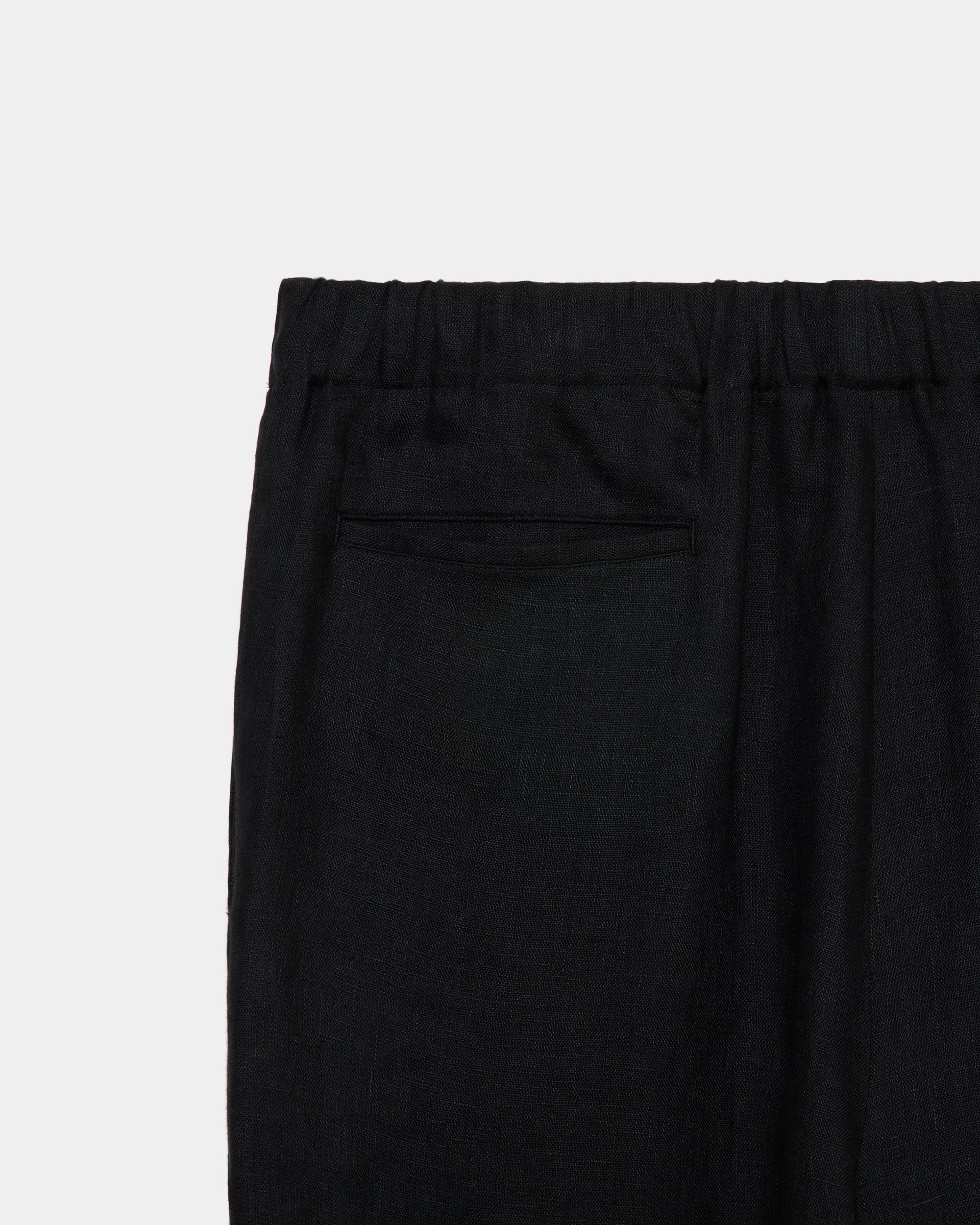 リネンガーゼダブルクロス ワイドシリンダーフィットイージーパンツ, Black