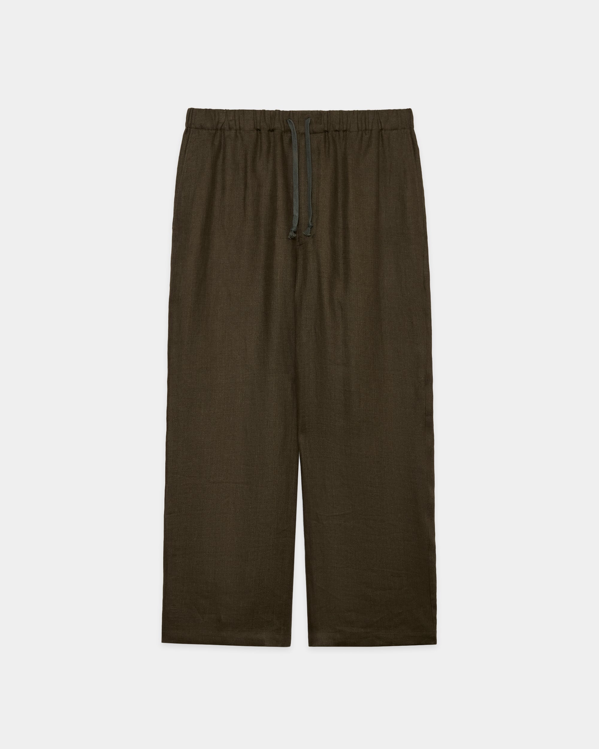 リネンガーゼダブルクロス ワイドシリンダーフィットイージーパンツ, Olive