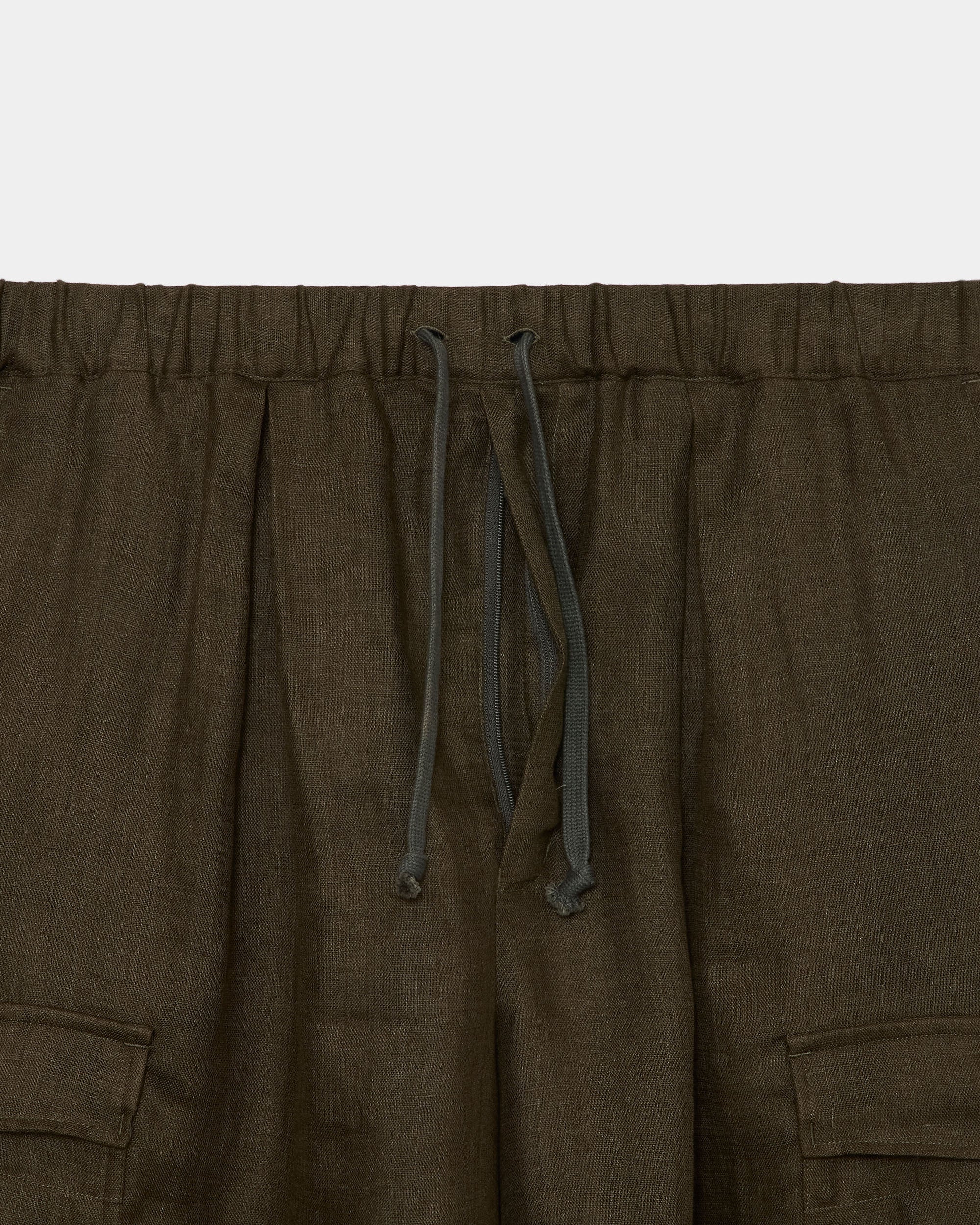 リネンガーゼダブルクロス ワイドカーゴショーツ, Olive